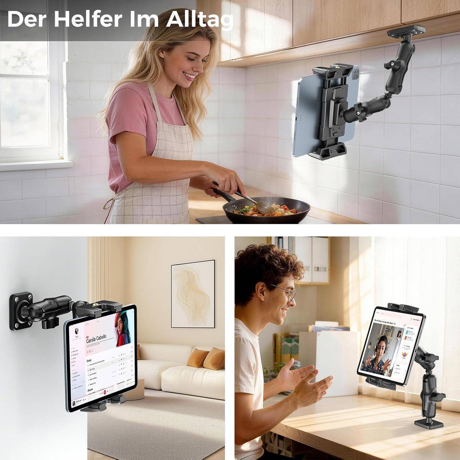 OHLPRO Tablet Halterung Auto, Halterung Auto für iPad 360° Drehbare Verstellbare, Tablet Autohalterung mit 2-Stufigem Schwenkarm, Kompatibel mit 5-1