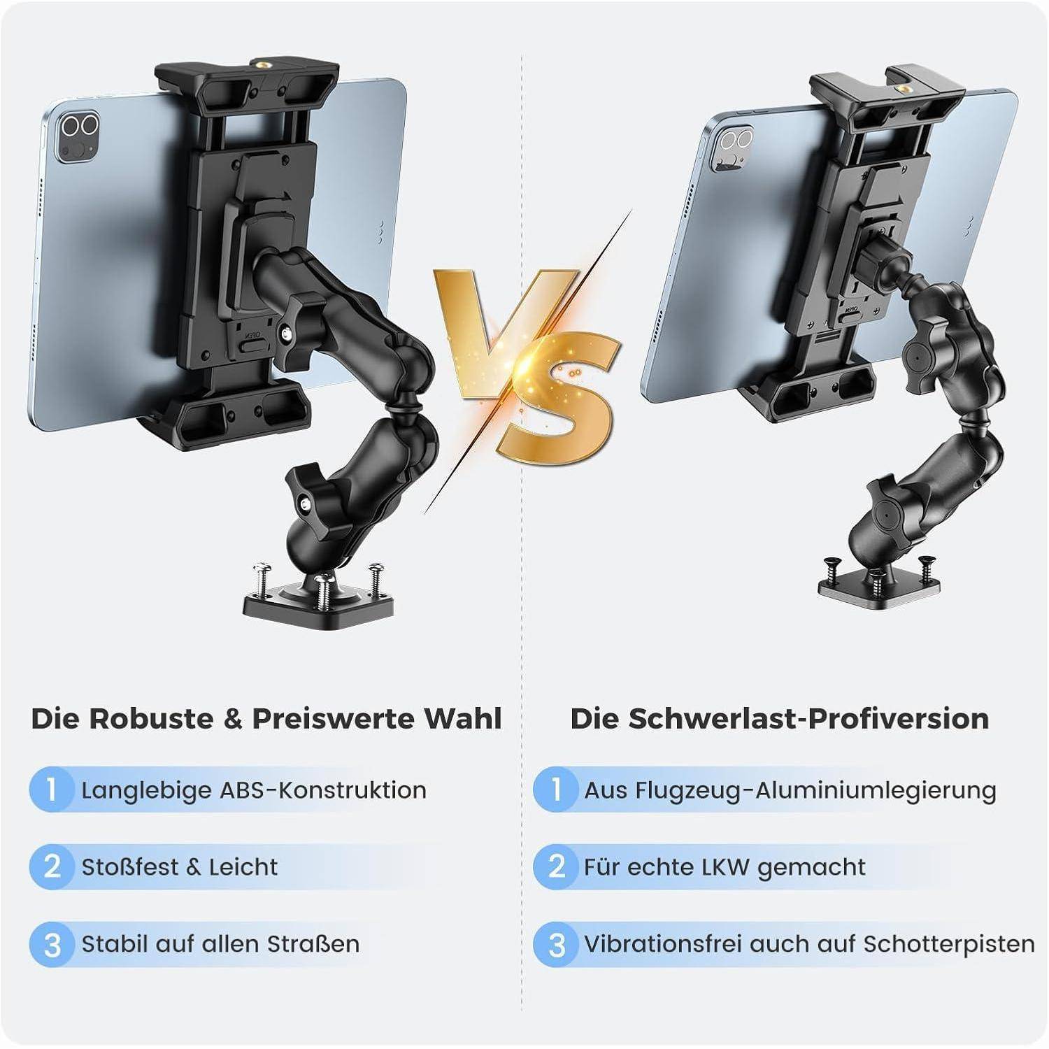 OHLPRO Tablet Halterung Auto, Halterung Auto für iPad 360° Drehbare Verstellbare, Tablet Autohalterung mit 2-Stufigem Schwenkarm, Kompatibel mit 5-1