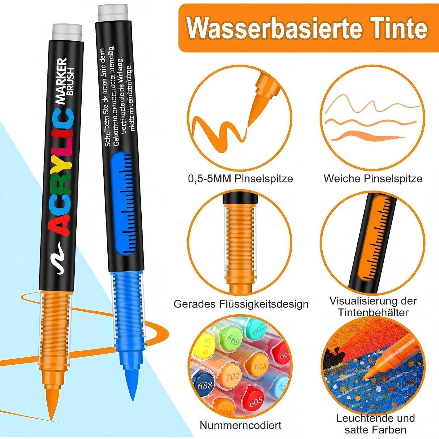 Efimeso 288 Farben Acrylstifte für Steine Wasserfest, Acrylic Paint Marker mit schwarzer Tasche,Acrylfarbenstifte für Felsmalerei, Leinwand, Holz,