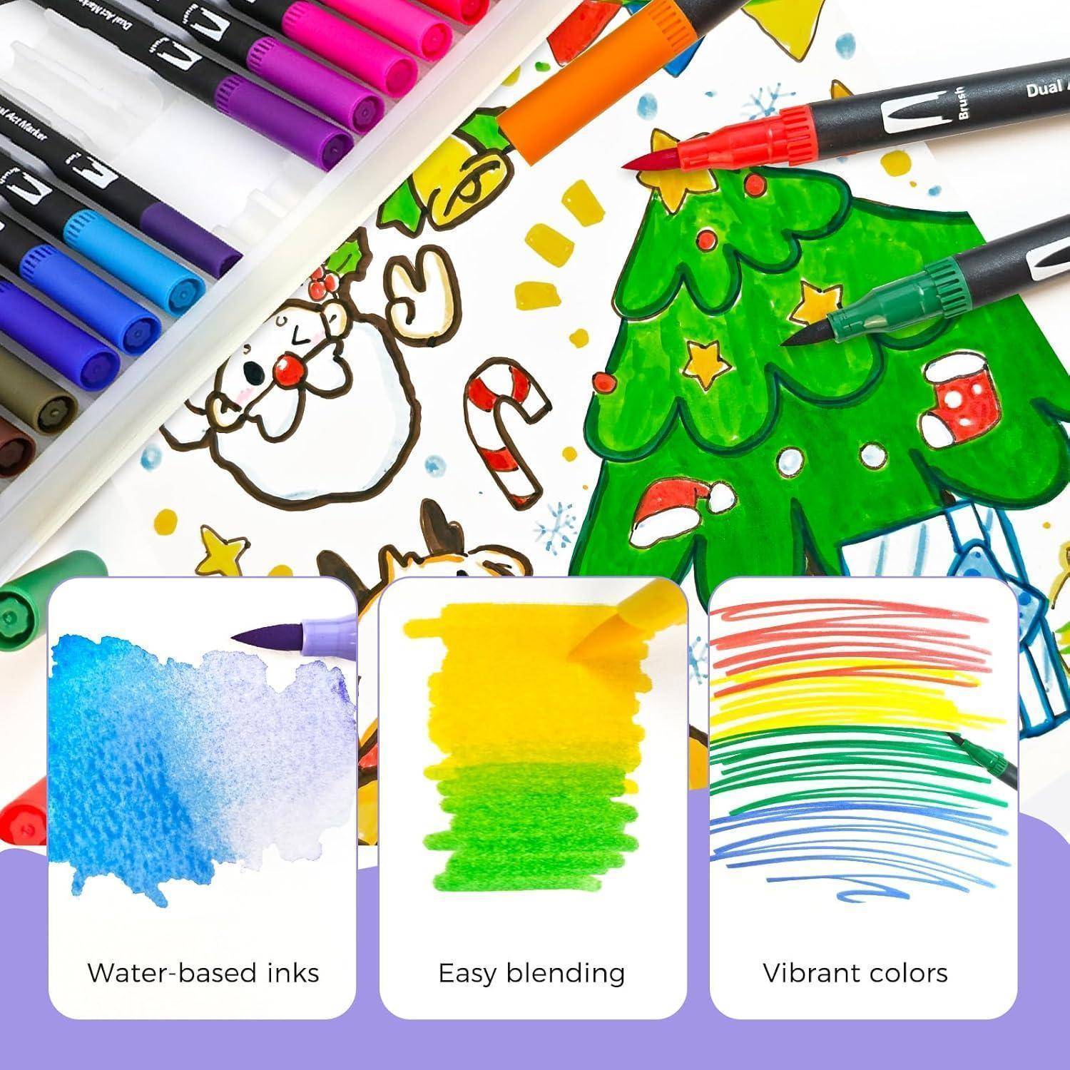 Artecho Dual Brush Pen Set 120 Farben, Fineliner Set, Filzstifte Dicke und Dünne, Pinselstifte set, Stifte für Bullet journal, Kalligraphie, Manga