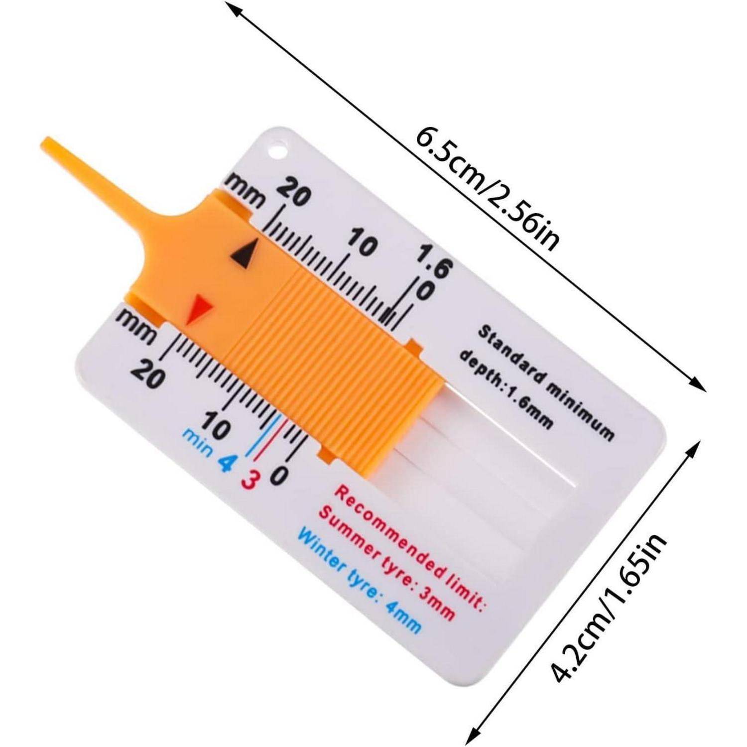 4 Stücke Reifen Profiltiefenmesser, Kunststoff Reifenprofiltiefenmesser Profiltiefenmesser für Reifen, 0-20mm Profile Depth Gauge Tread Depth Gauge