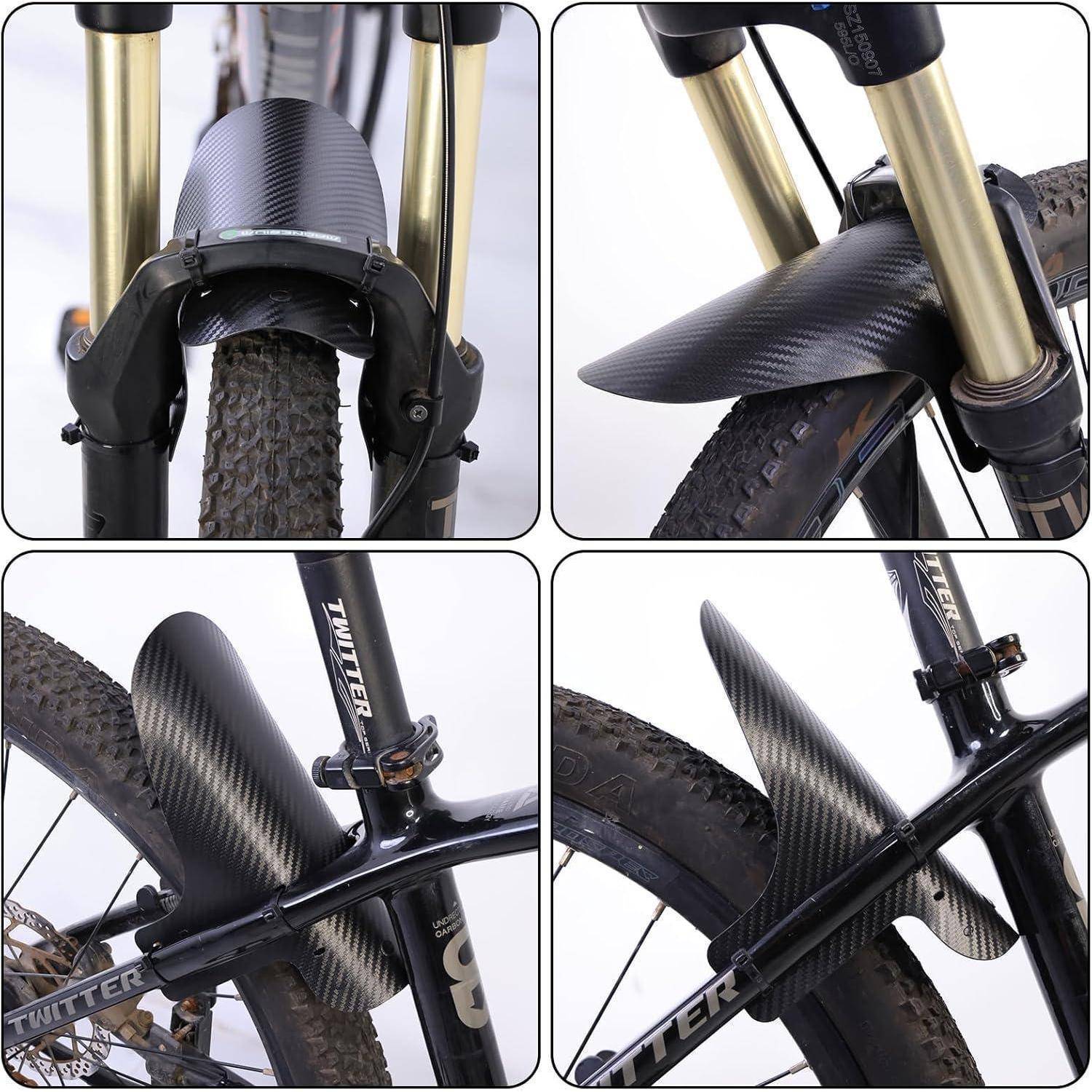 FETESNICE 2 Stück Kohlefaser Textur MTB Schutzblech Mountainbike – Universal Fahrrad Schutzblech vorne hinten Kotflügel für 24/26/27,5/29 Zoll Ra