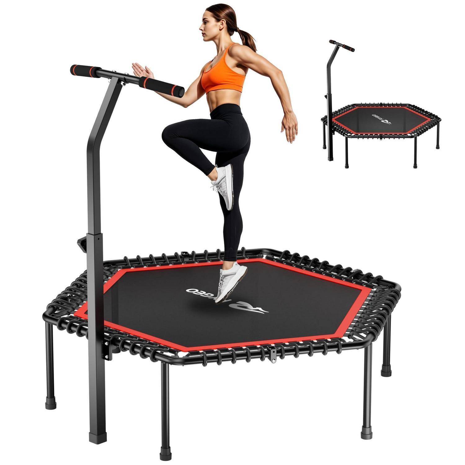 50-Zoll-Fitness-Trampolin für Erwachsene – Indoor-Rebounder mit stabilem Rahmen, ideal für das Training zu Hause und Sportübungen. Maximale Belas