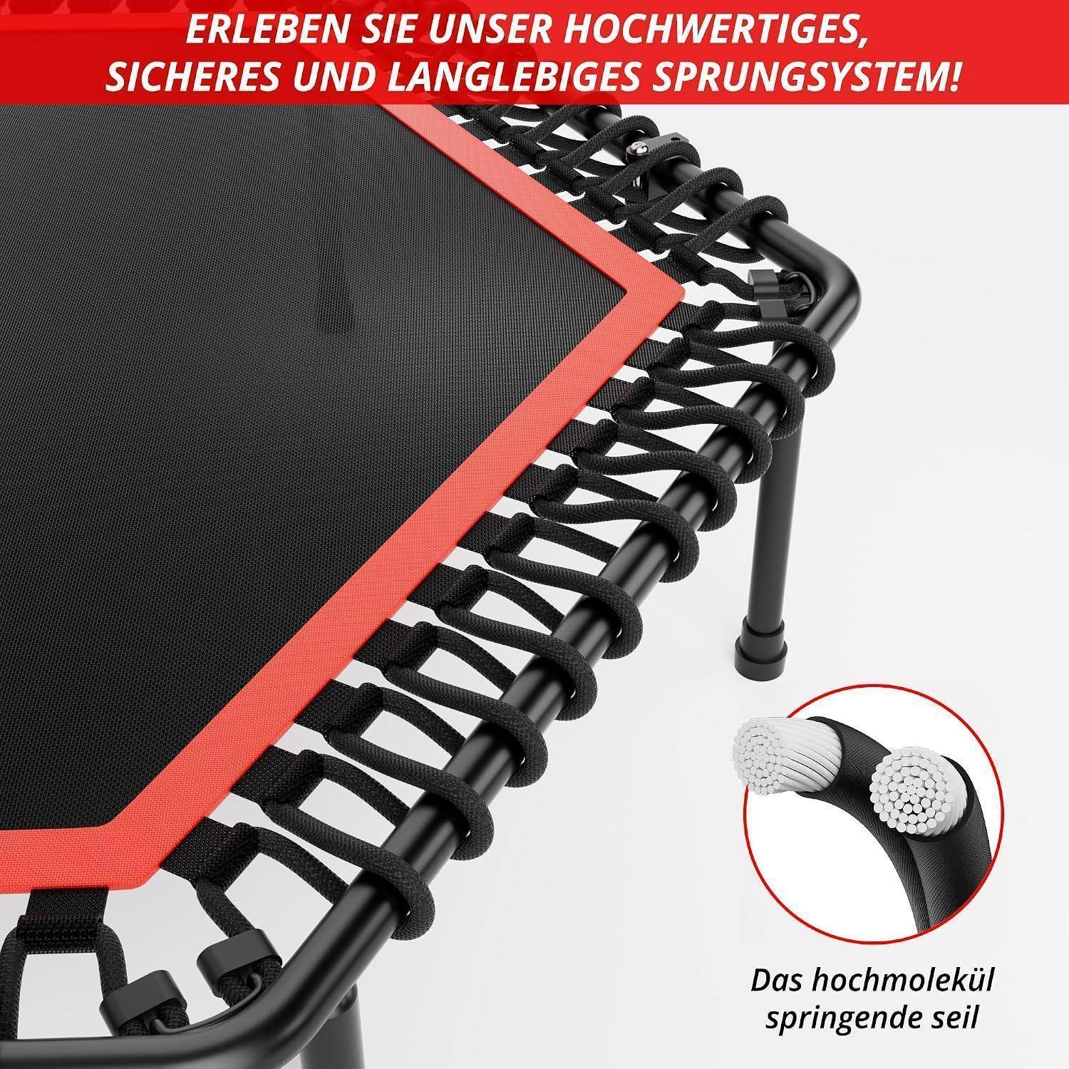 50-Zoll-Fitness-Trampolin für Erwachsene – Indoor-Rebounder mit stabilem Rahmen, ideal für das Training zu Hause und Sportübungen. Maximale Belas