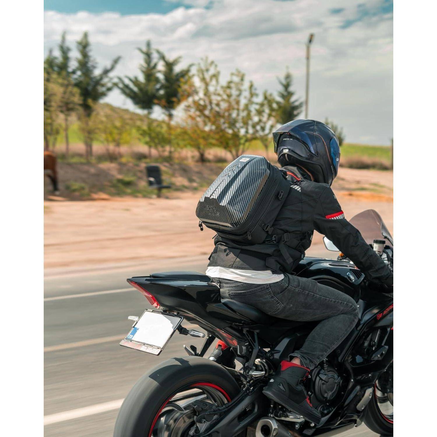 Grapelet Motorrad Hecktasche wasserdicht sozius gepäcktasche ABS Hartschalen Motorrad helmtasche mit erweiterbarem Stauraum 24L-35L Reisetasche