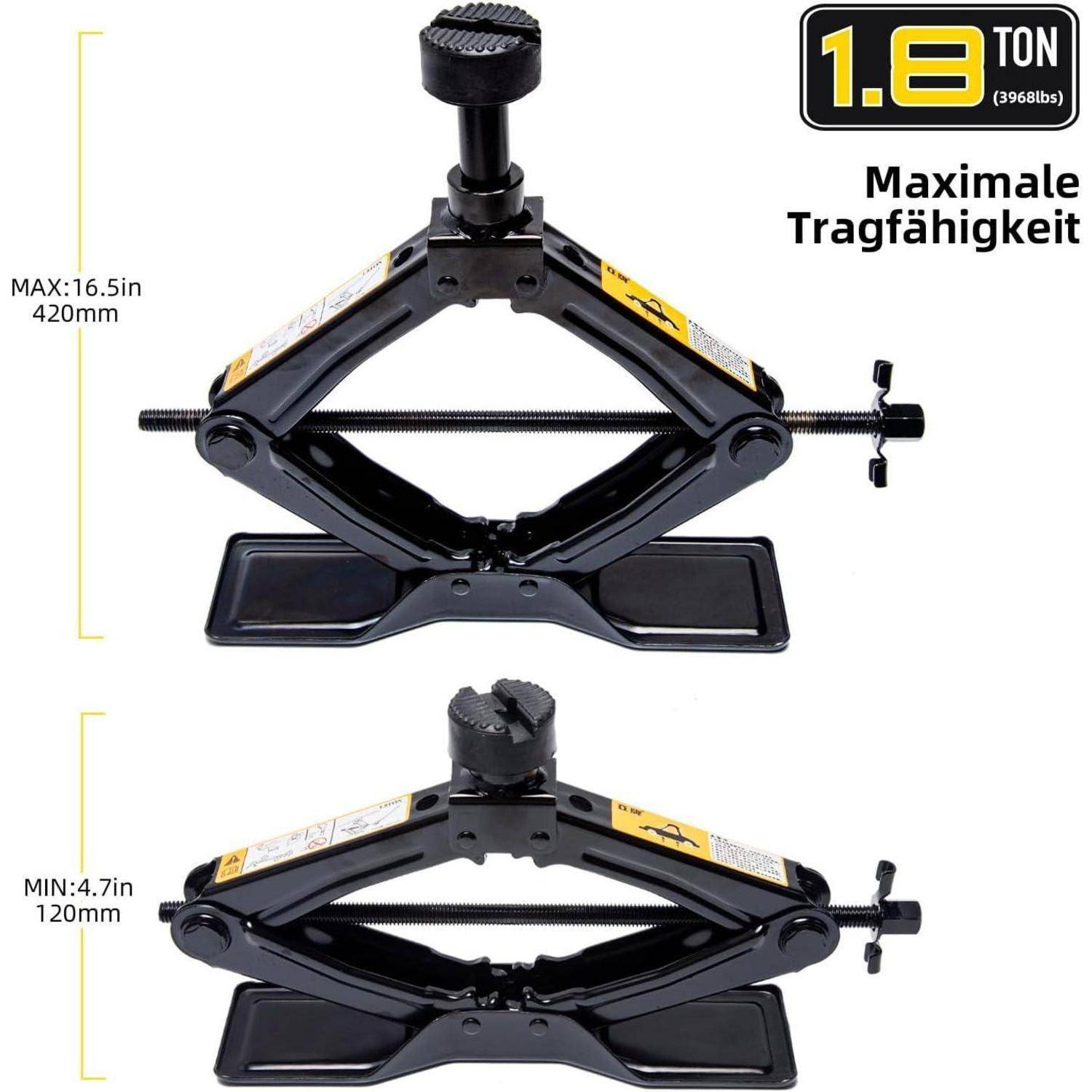 Scherenwagenheber mit 2T Arbeitssparendes Design, verdickte Stahlplatte (1,8 Tonnen+Gummi-pad)