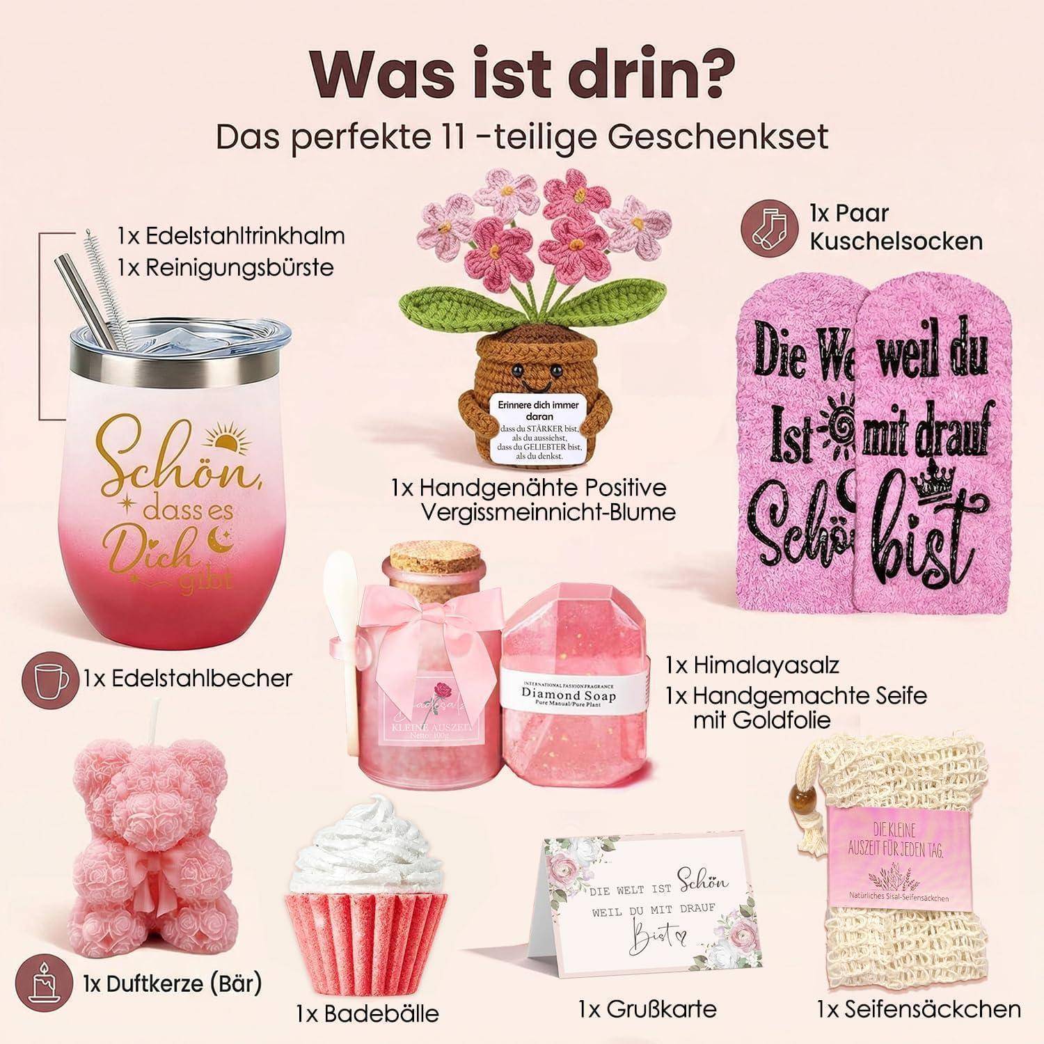 Geschenk für Frauen, Schön dass es Dich gibt Geschenkset, Danke Geschenkbox für Freundin, Schwester, Ehefrau, Mama, Kollege, Mutter Inspirierende