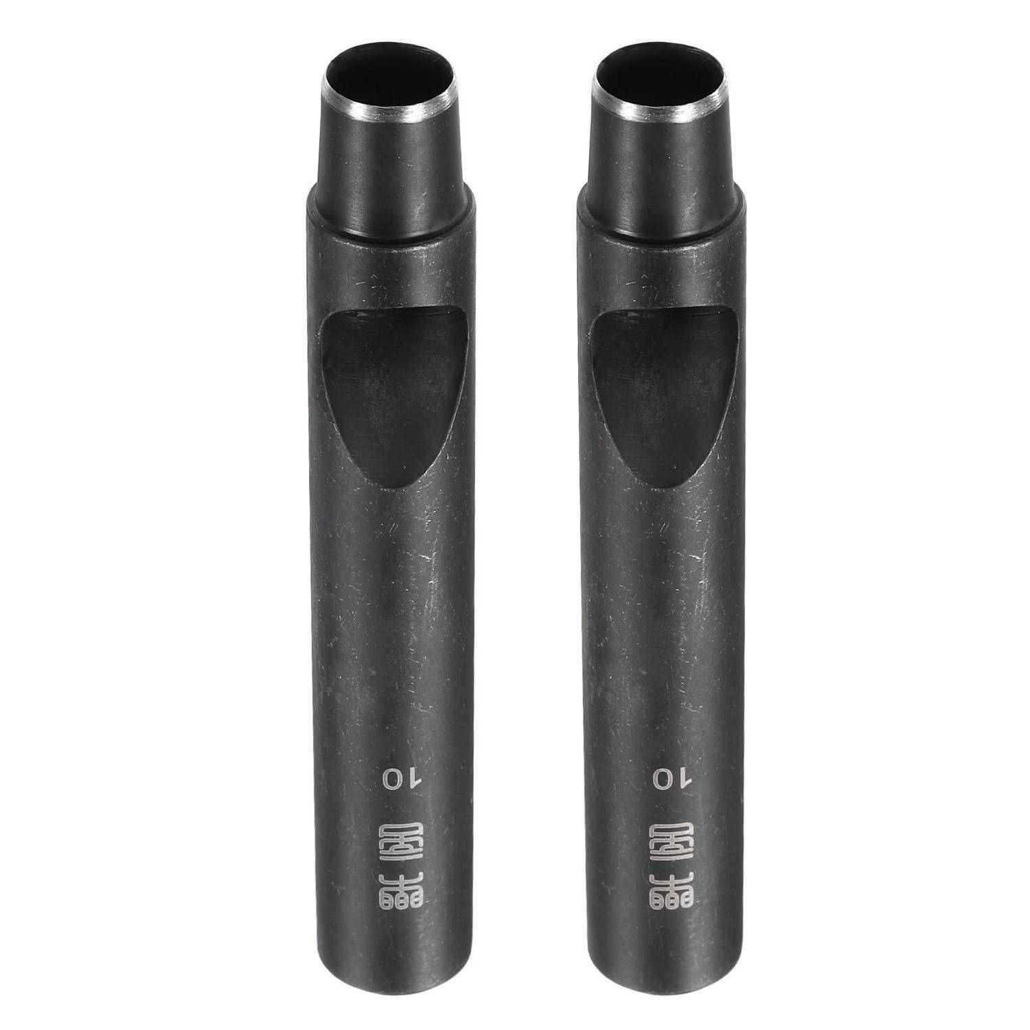 QUARKZMAN 2 Stück 10mm Lochstanzer, Locheisen Leder Rund Hohlstanzwerkzeug aus Karbonstahl Kreis Schneidwerkzeug für Gürtel DIY Lederhandwerk Uhren