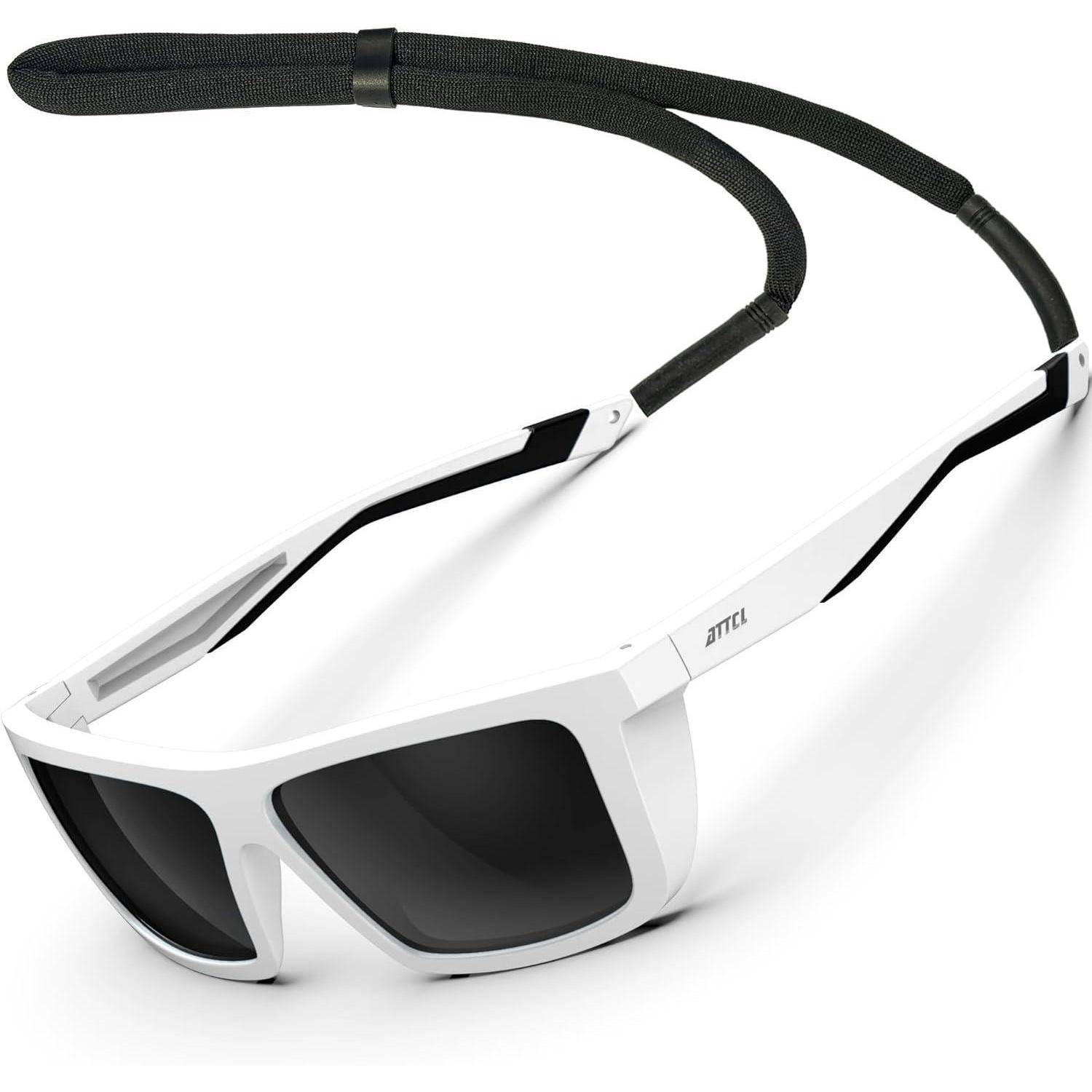 ATTCL Herren Sport Polarisierte Sonnenbrille Für Laufen Fahren Angeln Reise Sportbrille UV-Schutz Sonnenbrillen 1124-weiß+schwarz/Nicht Verspiegelt