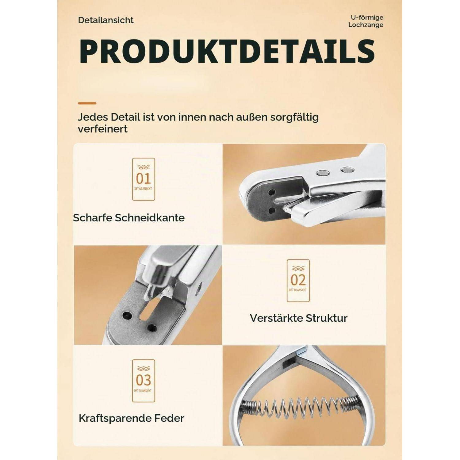 Kerbschnittzange, Lochzange 2mm, Kerbzange für Stoff, Pattern Notcher aus Stahl, Professionelle Nähstanze Schnittmuster Einkerbung für Designer und