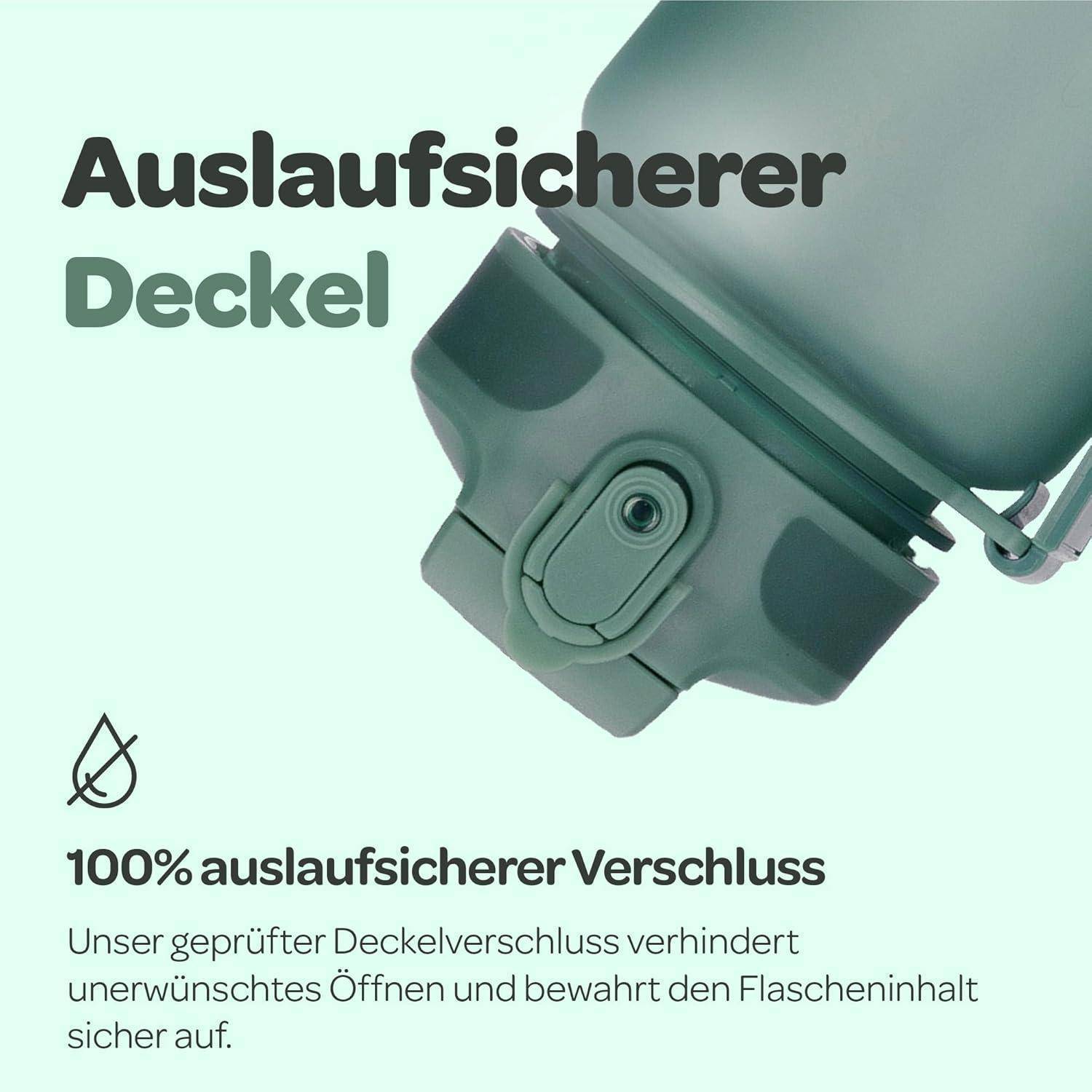 Hydracy Trinkflasche mit Strohhalm und Zeitmarkierung - 1L Wasserflasche - BPA-freie Trinkflasche - Auslaufsichere Sportflasche - Kondensationsfrei