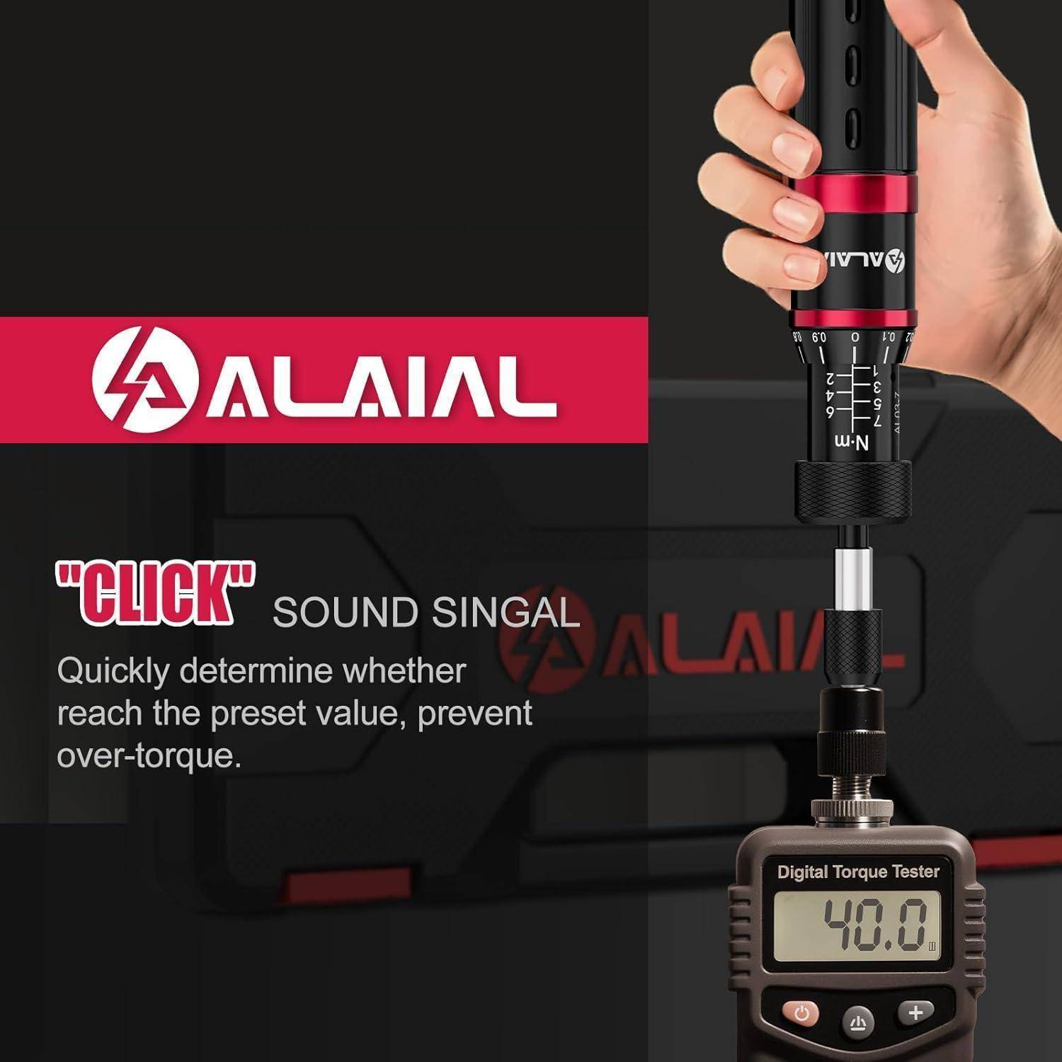 ALAIAL Drehmoment Schraubendreher, 1-7 Nm Drehmomentschlüssel Schraubendreher Set, 41 tlg. 1/4 Zoll Drehmomentschrauber für Werkzeuge, Fahrrad 1-7Nm