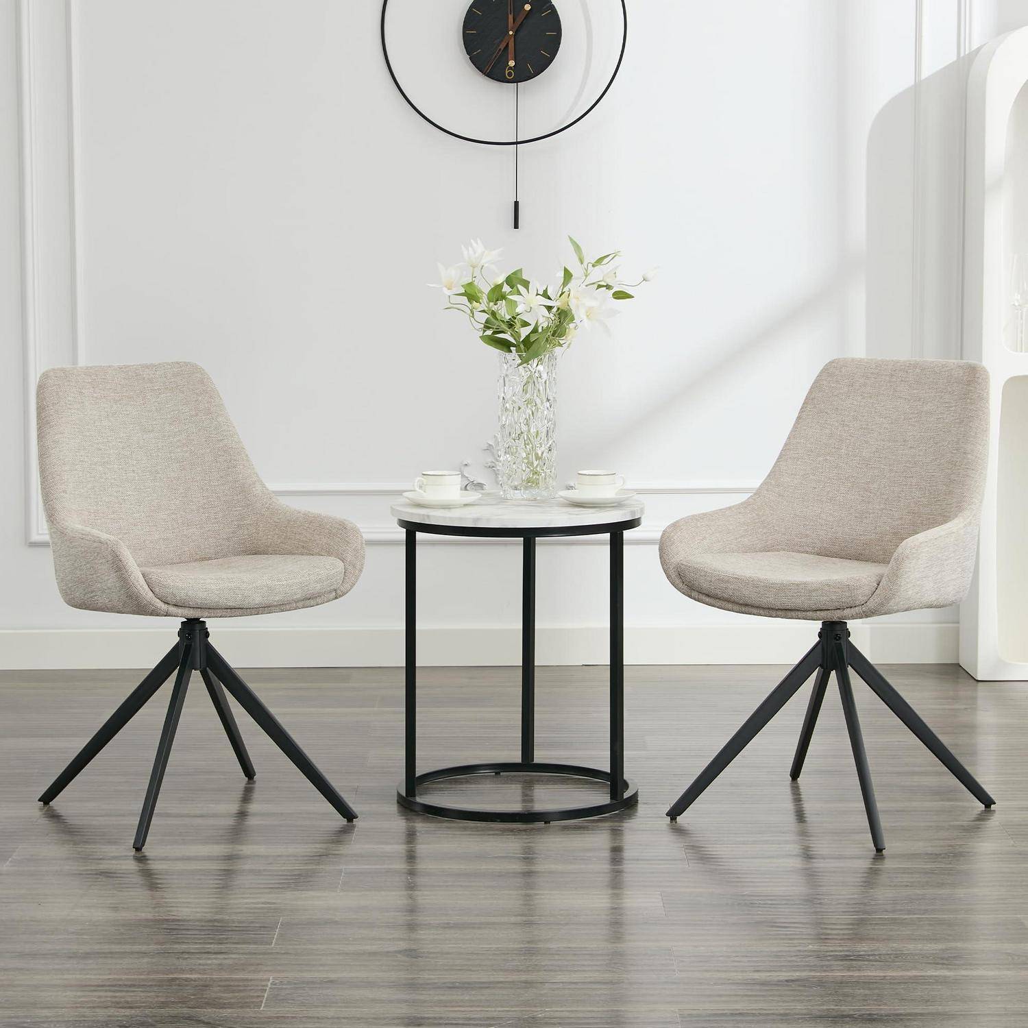 Esszimmerstühle 2er Set, Moderne Esszimmerstühle drehbar, Armless Design Küchenstühle für Esszimmer, Wohnzimmer, Arbeitszimmer, Weiß 2 Weiß