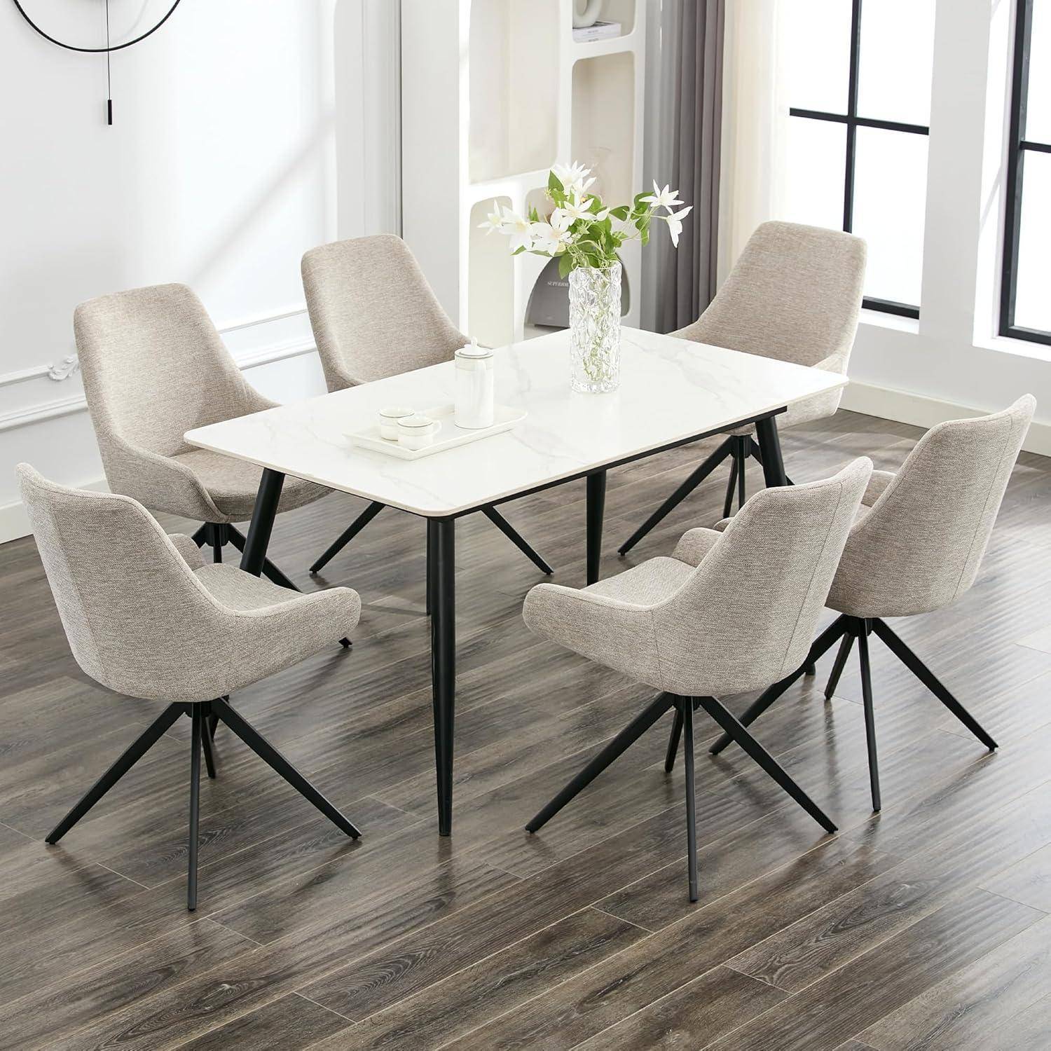 Esszimmerstühle 2er Set, Moderne Esszimmerstühle drehbar, Armless Design Küchenstühle für Esszimmer, Wohnzimmer, Arbeitszimmer, Weiß 2 Weiß