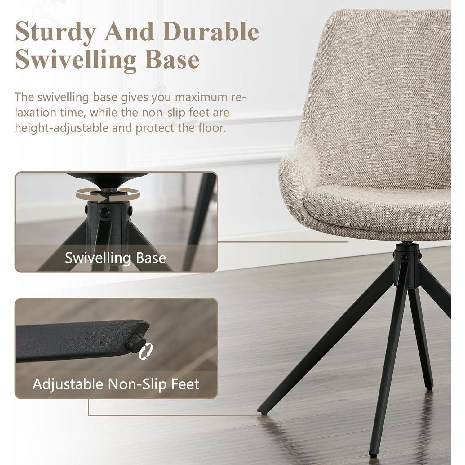 Esszimmerstühle 2er Set, Moderne Esszimmerstühle drehbar, Armless Design Küchenstühle für Esszimmer, Wohnzimmer, Arbeitszimmer, Weiß 2 Weiß