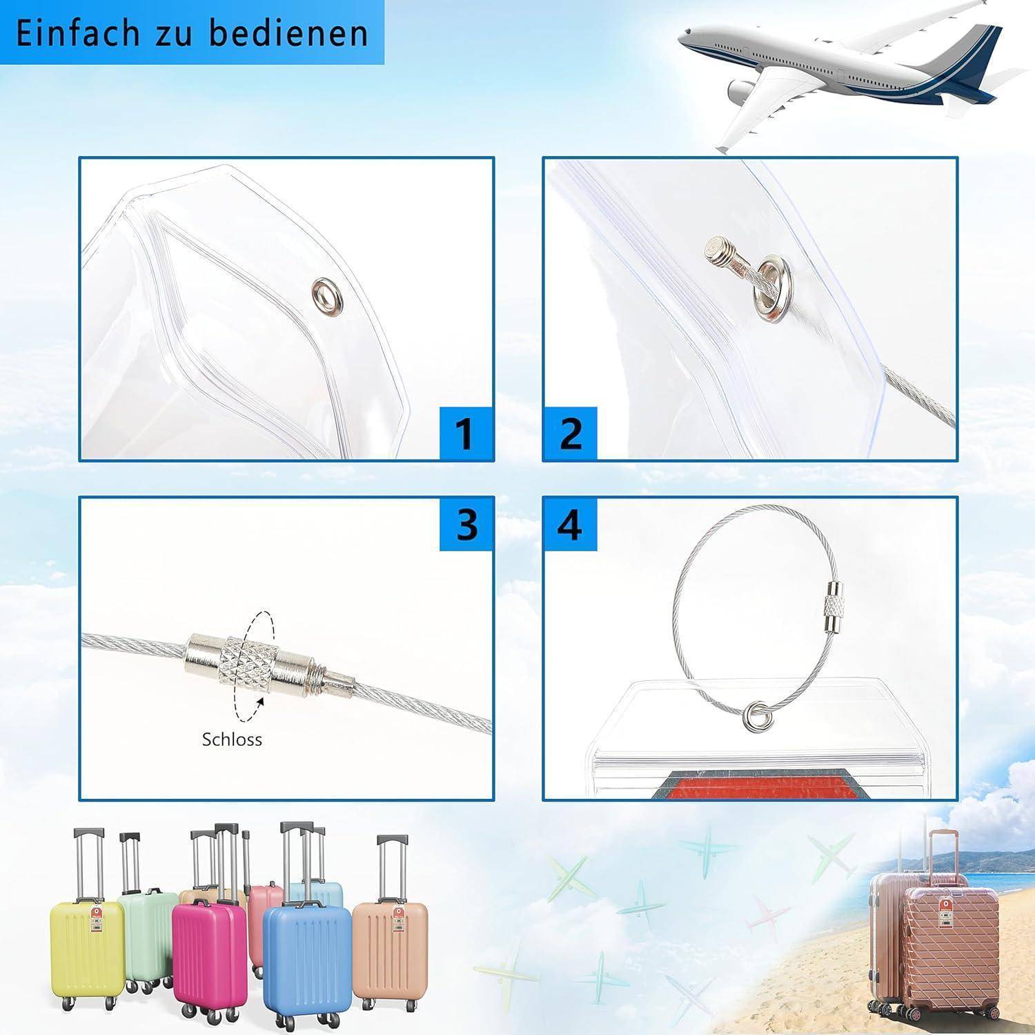 6 Stück Transparente Kofferanhänger für Kreuzfahrten Kreuzfahrt Wasserfeste PVC-Anhänger mit Silberner Metallband Silberfarbene Stahlringe - 6 St?