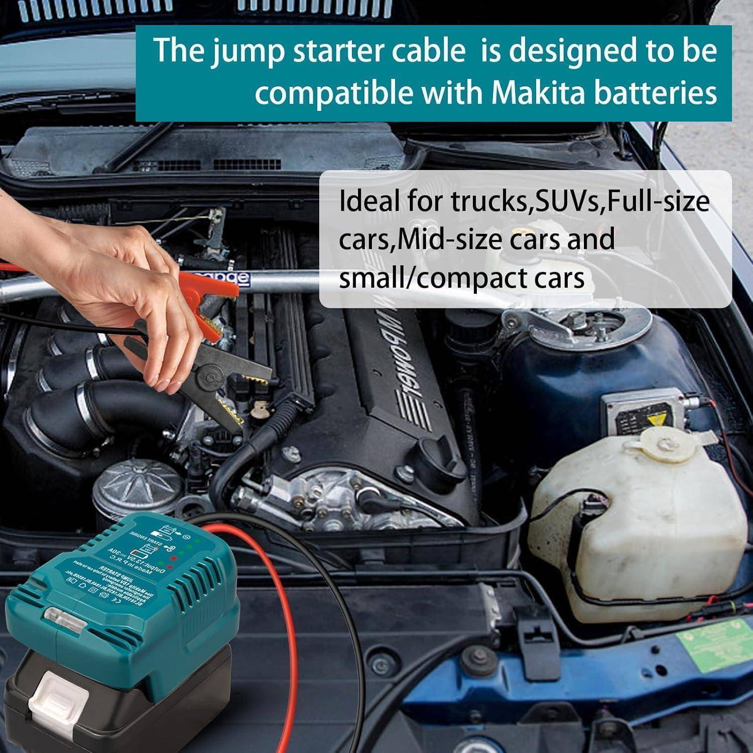 Auto-Starthilfe-Adapter für Makita 18-V-Batterie, TEPULAS Autobatterie-Booster mit 11AWG-Kabel, 12V-Auto-Starthilfe für Motoren bis zu 3,5L Benzin