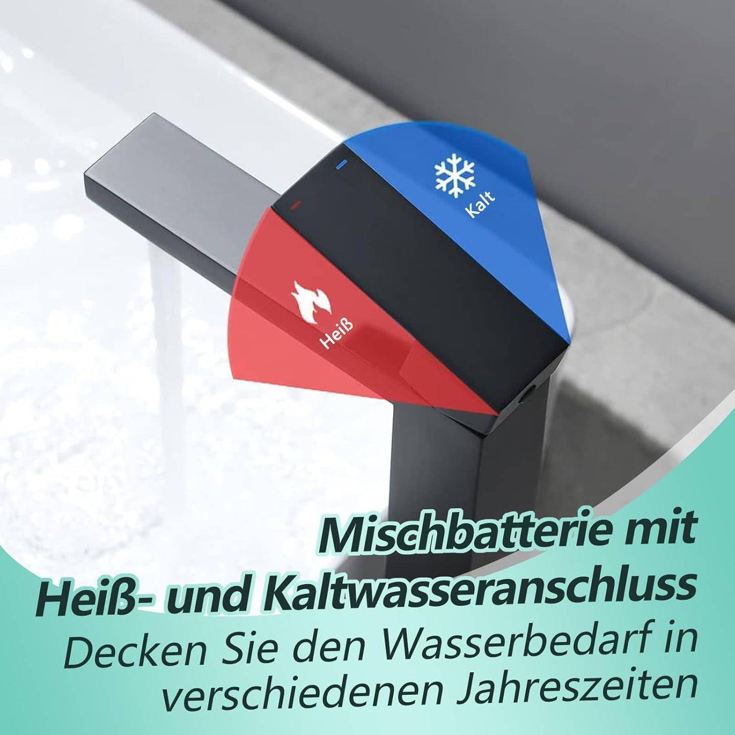 Wasserhahn Bad Schwarz, Waschtischarmatur Hoch Waschbecken Armaturen in Edelstahl, Auslaufhöhe für Aufsatzwaschtische, Einhebelmischer Mischbatterie