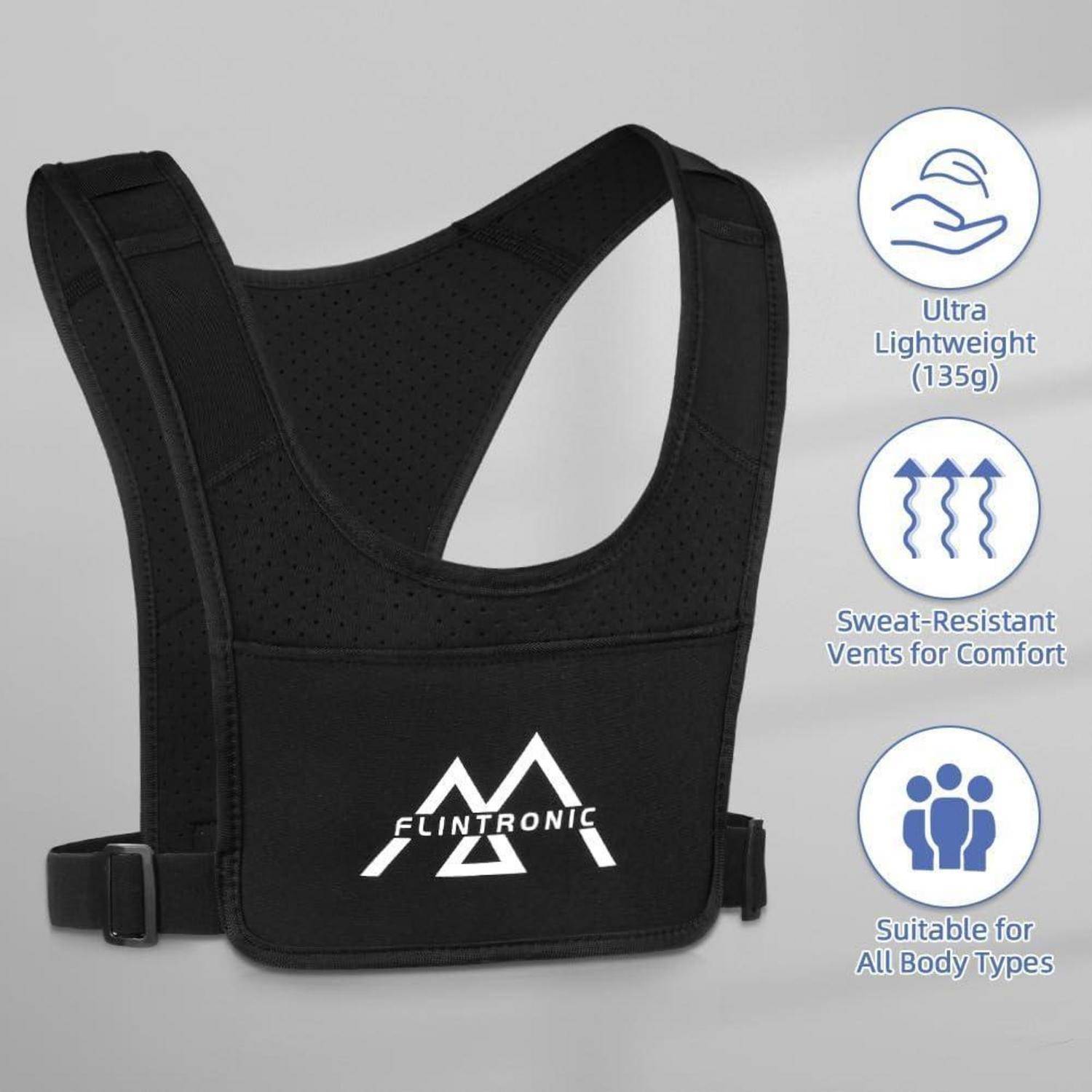 Flintronic Reflektierend Laufen Weste, Reflektierende Warnweste, Laufweste mit Handytasche und Verstellbarem Bund, Reflektorweste Sicherheitsweste