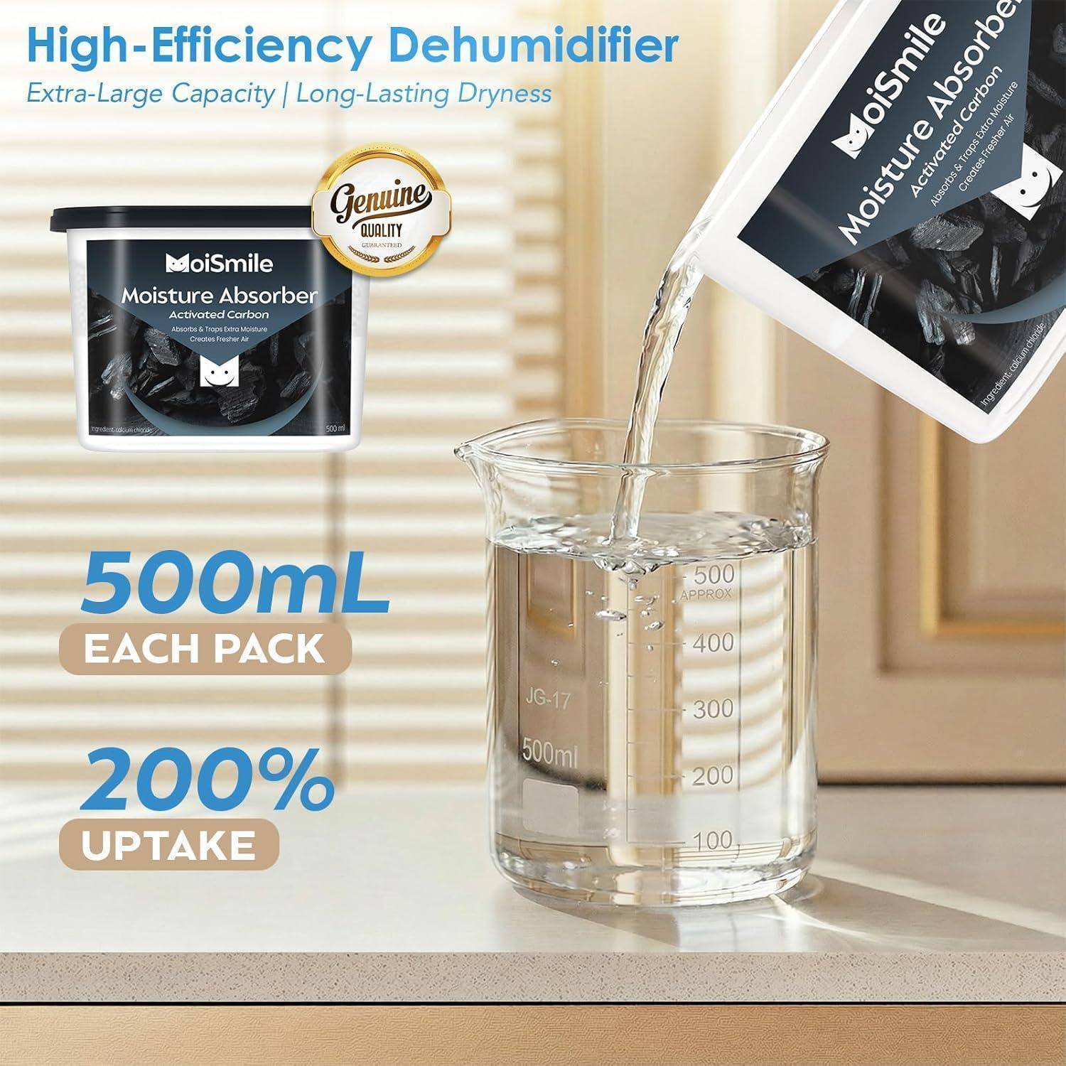 Moismlie Feuchtigkeitsabsorber 3er Pack, Aktivkohle für Schrank Luftentfeuchter Feuchtigkeitsabsorber, 10,5 oz. Nachfüllbare Feuchtigkeitsabsorberbo