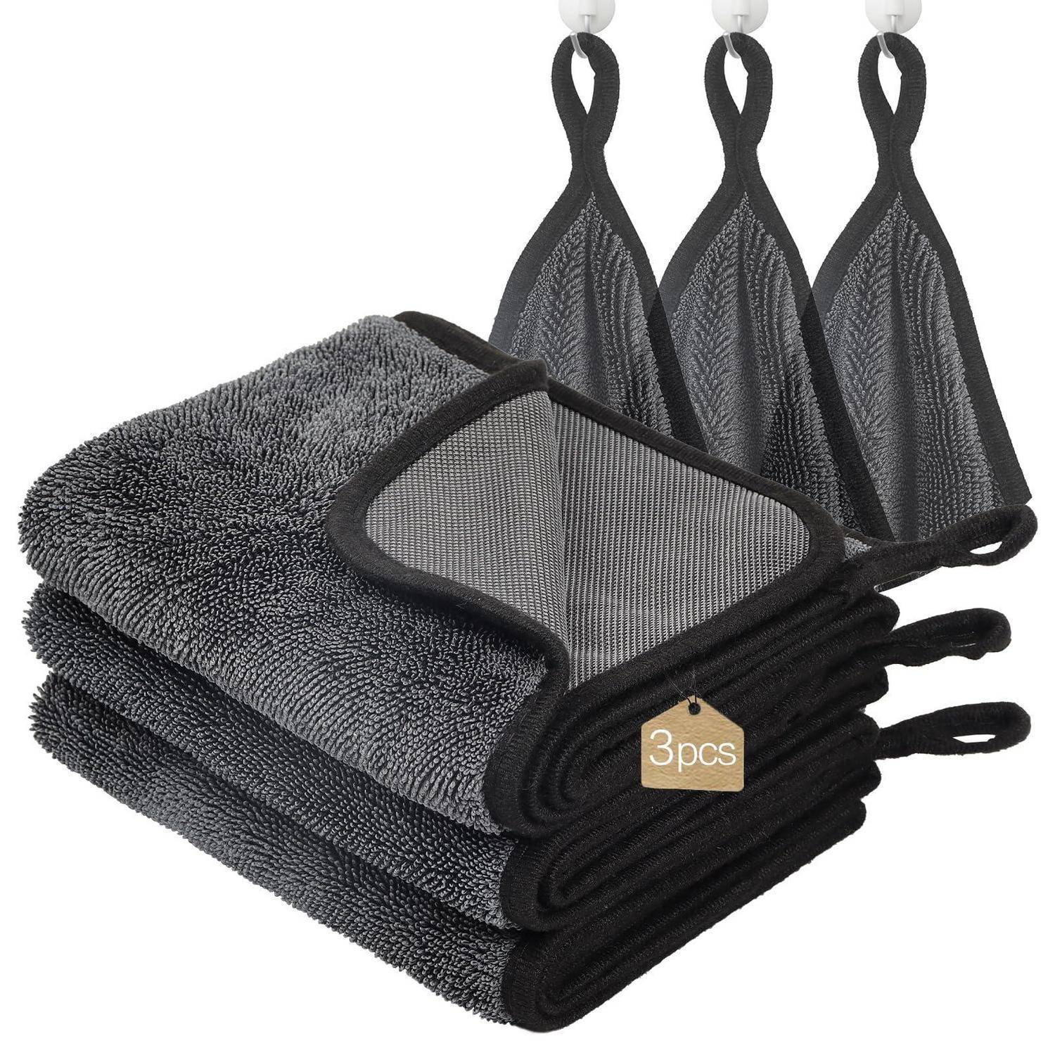 Trockentuch Dusche 3er Pack - Mikrofasertücher Auto Trockentuch, Fussel und Streifenfrei, Extrem Saugfähig - Microfasertücher Handtücher 60x40cm