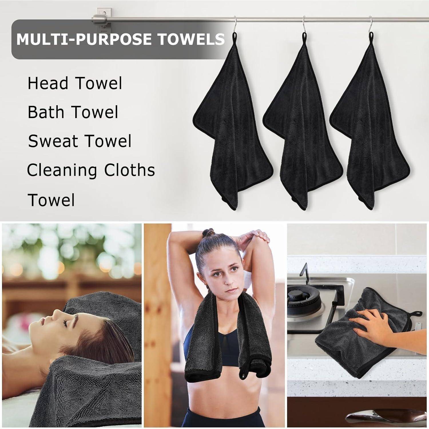 Trockentuch Dusche 3er Pack - Mikrofasertücher Auto Trockentuch, Fussel und Streifenfrei, Extrem Saugfähig - Microfasertücher Handtücher 60x40cm
