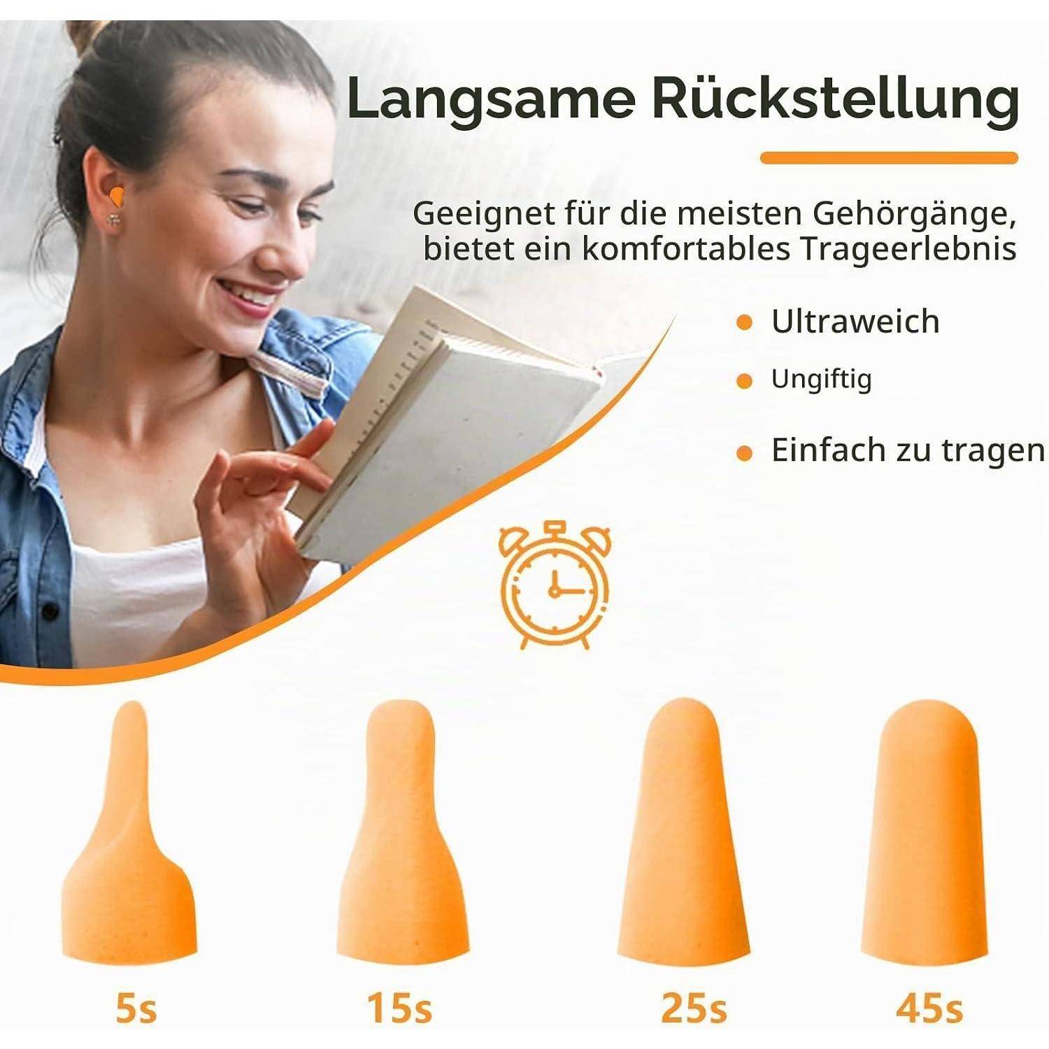 ACWOO Ohrstöpsel, 60 Paare Gehörschutz Schaumstoff Stöpsel mit Geräuschunterdrückung, Wiederverwendbare Earplugs zum Schlafen, Laute Geräusche,