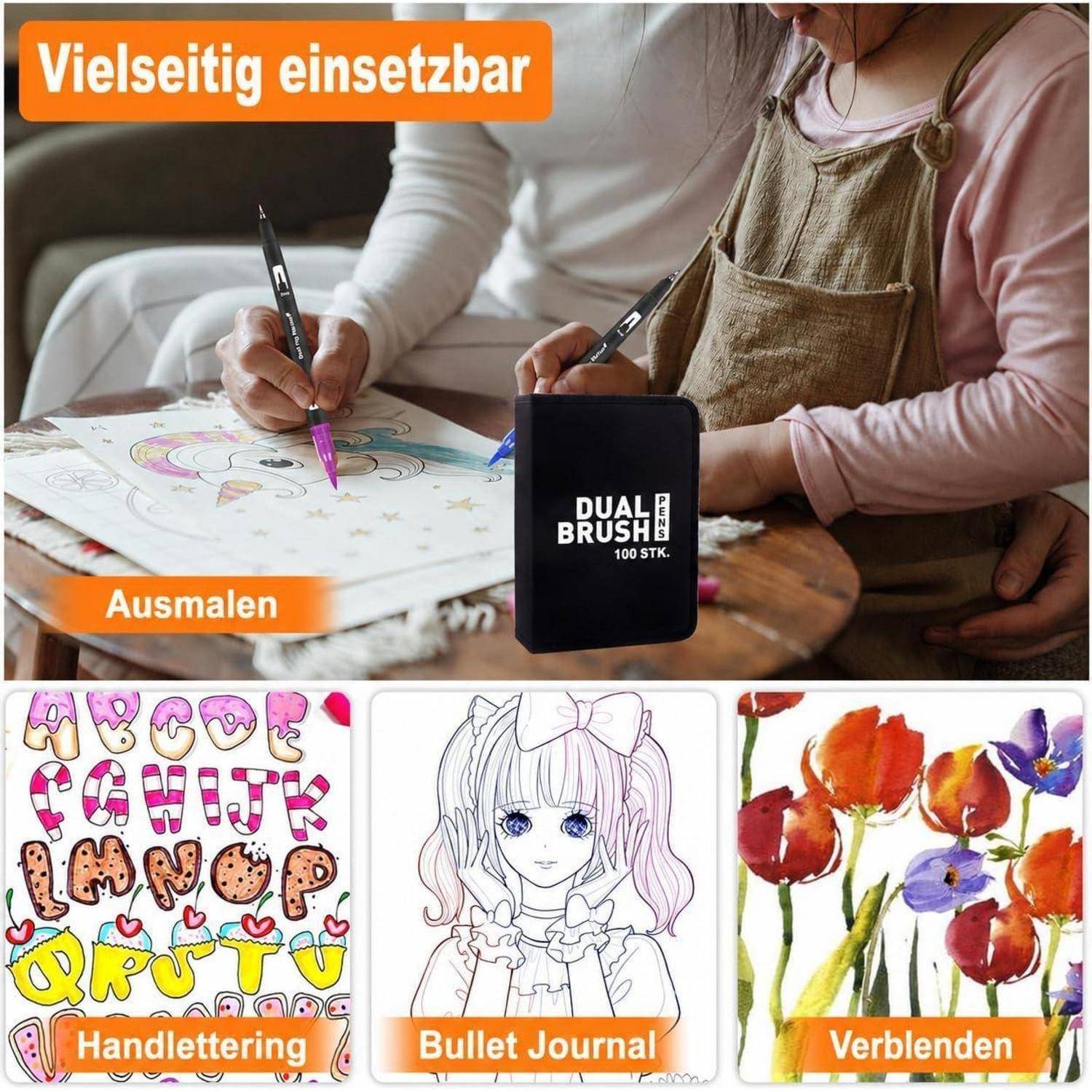 Lyuvie 100 Farben Brush Pen Set, Pinselstifte Aquarel Filzstifte für Erwachsene,Pinselstifte Set für Künstler, Anfänger, Malen, Zeichnen, Kalligra