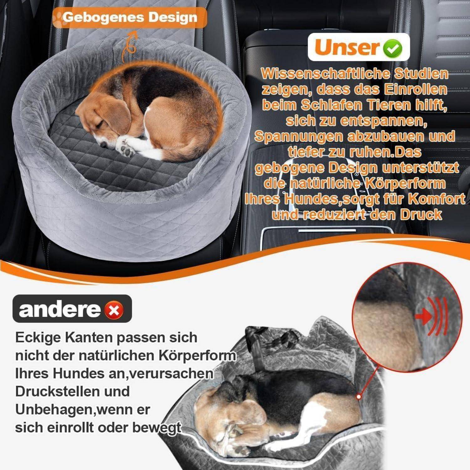 Hundeautositz für kleine Hunde – Schwarzer Booster Autositz mit 28D Memory Foam, Rutschfester Wasserdichter Liner, Reisebett mit Aufbewahrungstasch