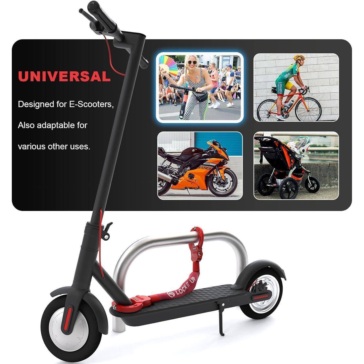 Mezelon E Scooter Schloss 8mm | Fahrradschloss | Hochsicherheits-Schlösser | Handschellenschloss | Hochbelastbare Schlösser für E Scooter/Fahrräde