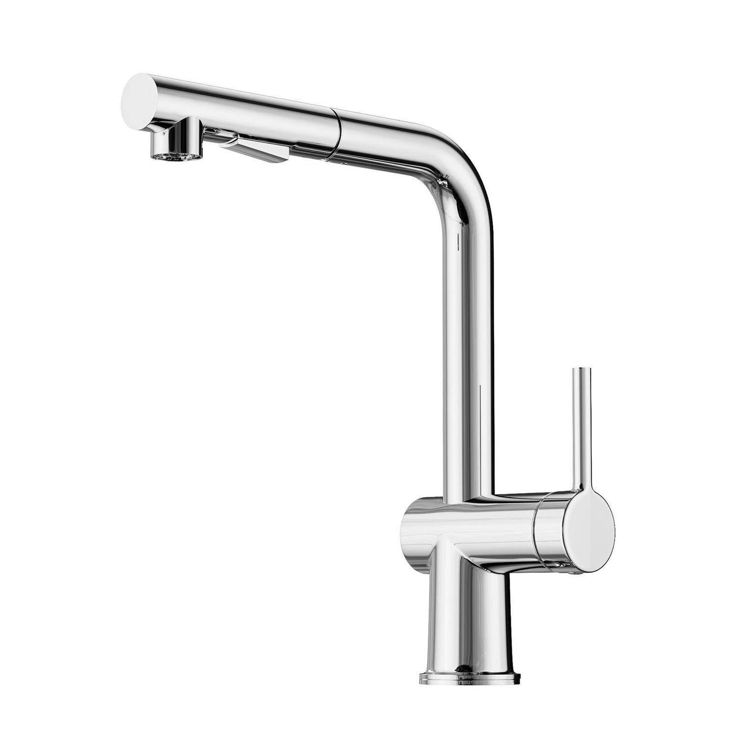 Einhebel-Küchenarmatur aus Chrom mit hochgeschwungenem Auslauf und Seitenhebel auf weißem Hintergrund.
