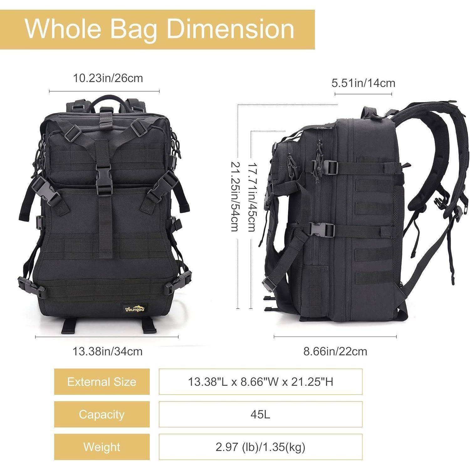 Motorrad Helm Rucksack für Herren, 45L Militär Rucksack Groß, Wasserdicht Molle Motorradrucksäcke für Outdoor Survival Camping Sport Trekking Wan