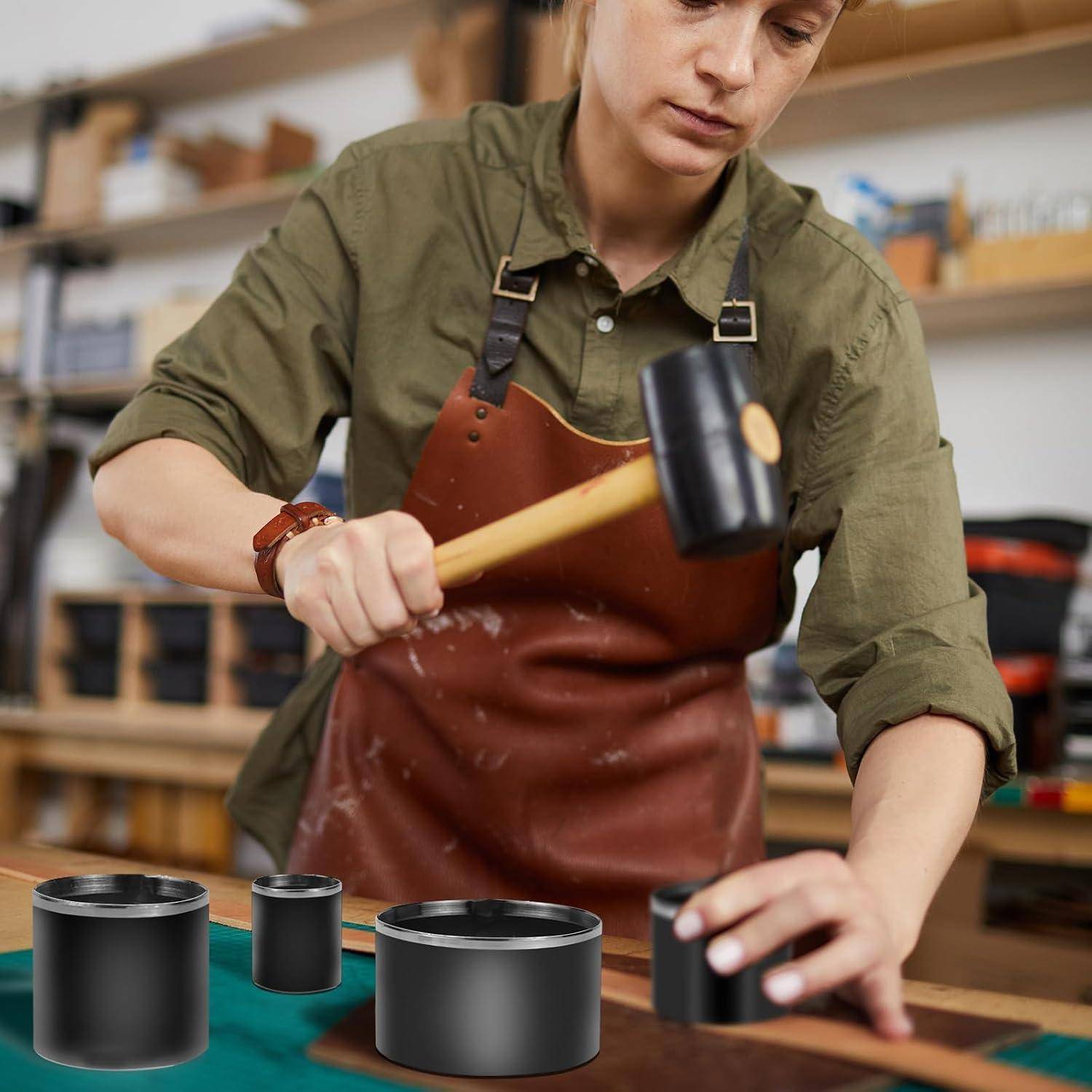 Lochstanzer Leder Set 7 Stück Runde Locher Werkzeug | Locheisen Stanzwerkzeug 20/25/30/35/40/45/50 mm Lederhandwerk DIY Tools