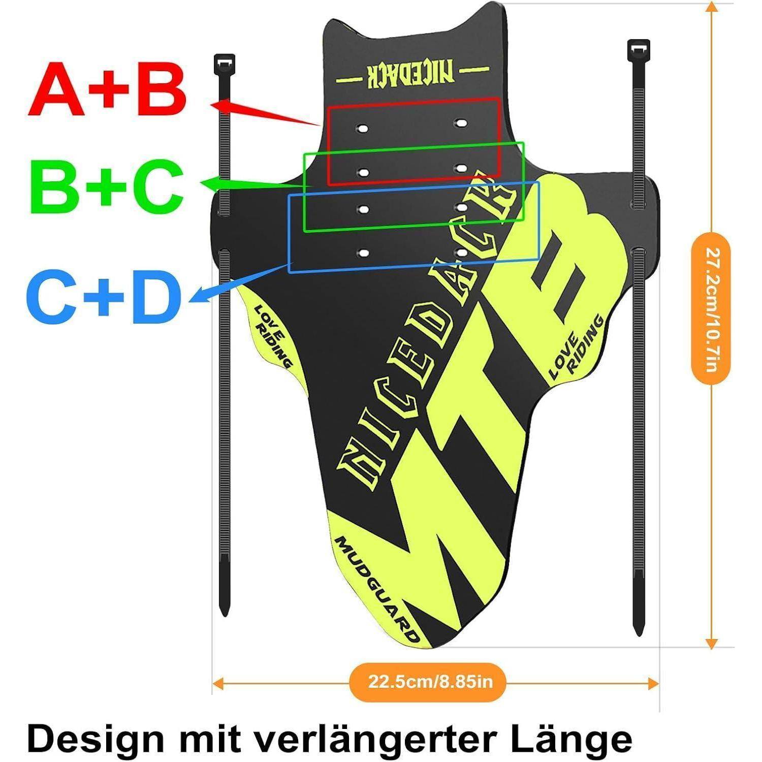 NICEDACK Schutzbleche Mountainbike, 2 Stück Mudguard Fit 20''- 29 Zoll MTB Schutzblech Vorne und Hinten Kompatibler Fahrrad Spritzschutz nicht
