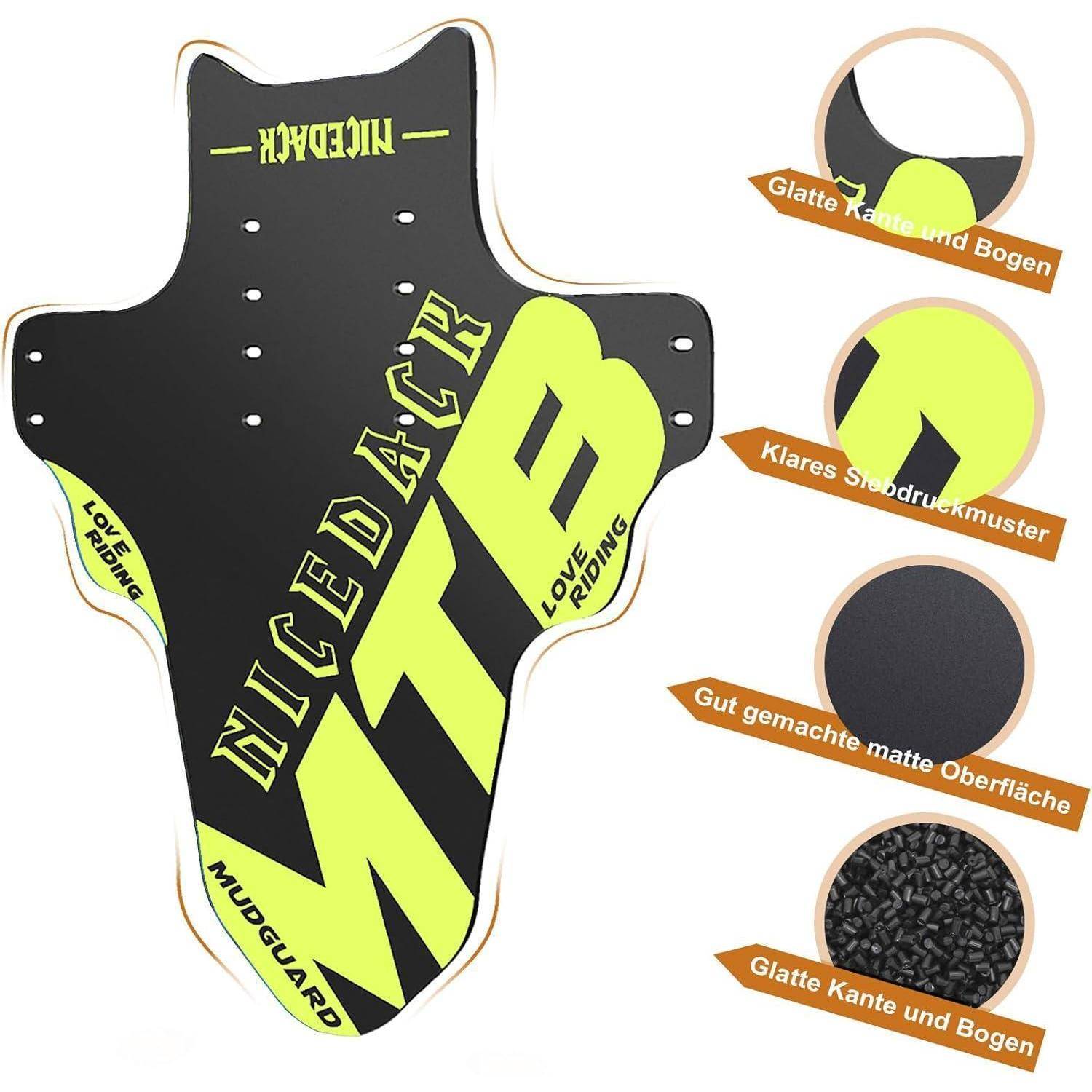 NICEDACK Schutzbleche Mountainbike, 2 Stück Mudguard Fit 20''- 29 Zoll MTB Schutzblech Vorne und Hinten Kompatibler Fahrrad Spritzschutz nicht