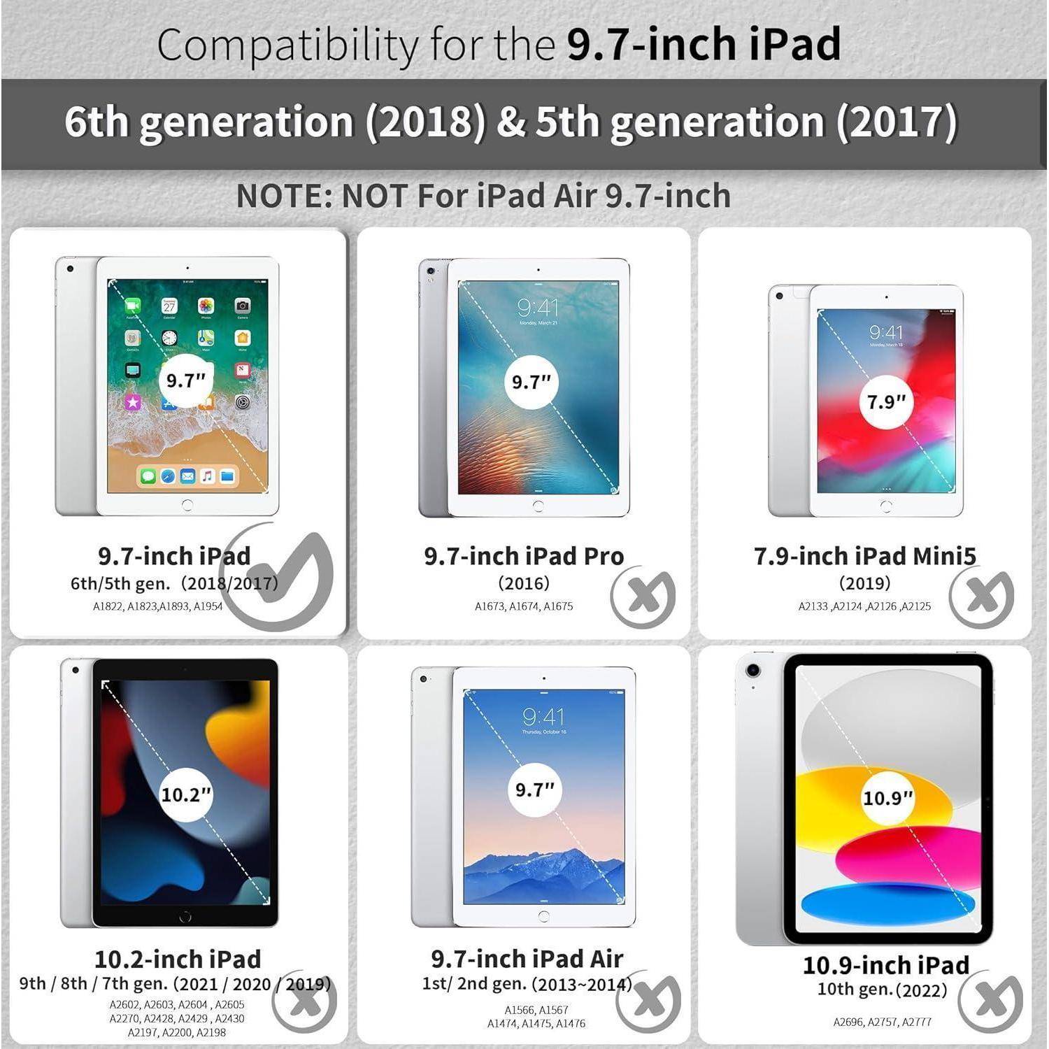 EasyAcc Hülle Kompatibel mit iPad 9.7 2018/ iPad 6 Generation/iPad 2017/ iPad 5 Generation, Ultra Dünn Transluzent Matt Rückseite Abdeckung, Pfauen