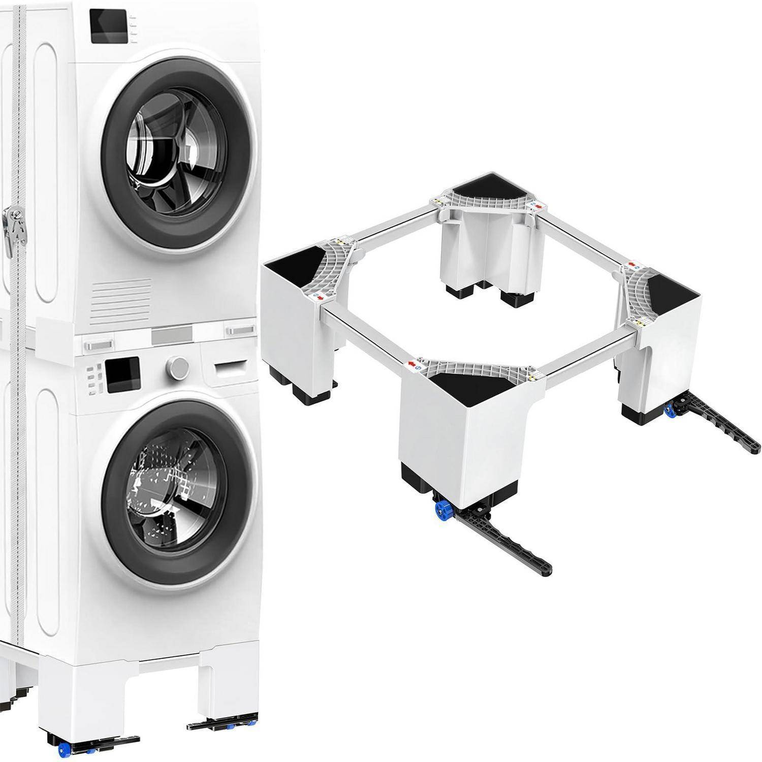 NIUXX Universal-Waschmaschinenbasis Roller Transportroller 20cm | Anti-Vibrationsfunktion, Einstellbare Bremsen, Größenverstellbar Weiß Für Waschm