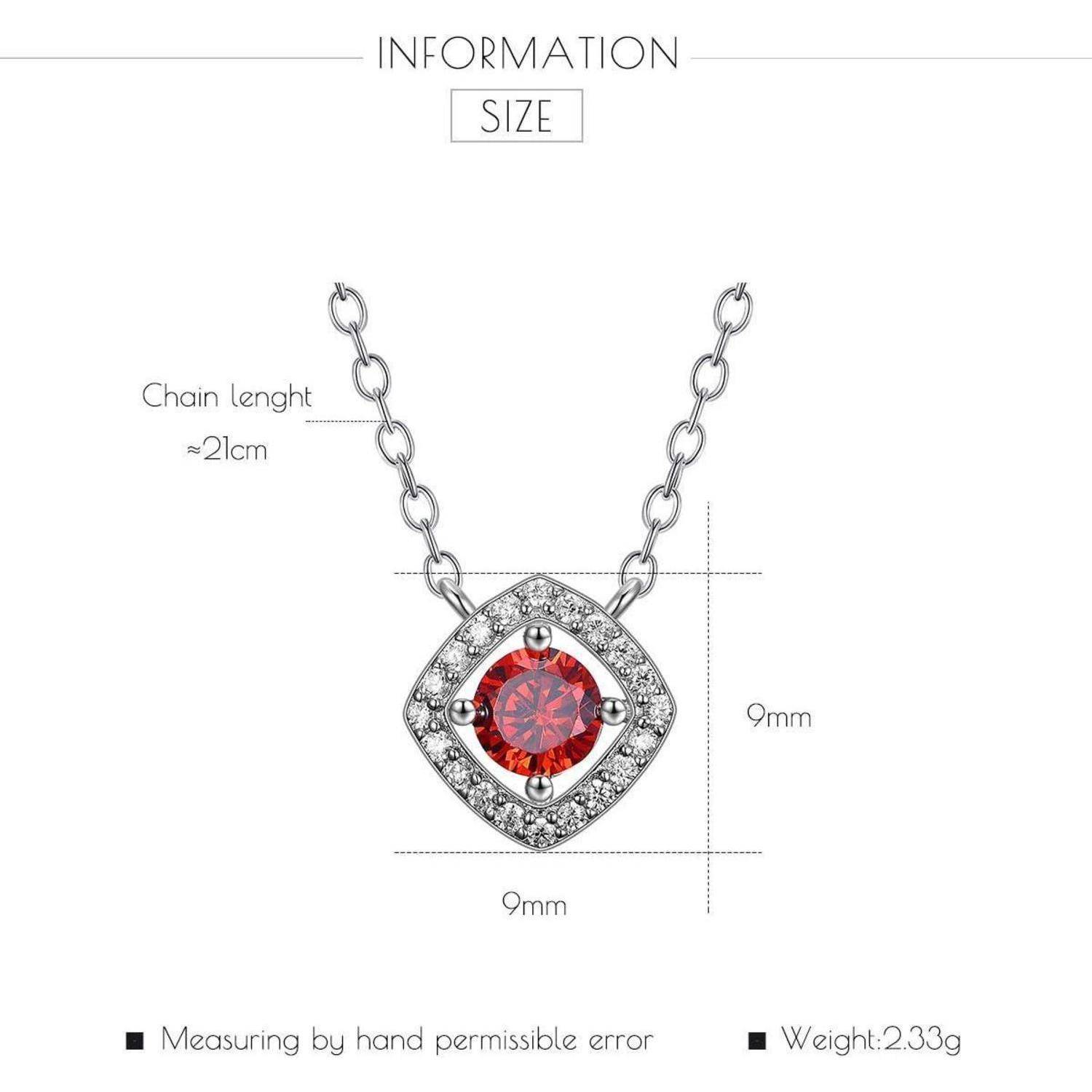GW Damen Halskette 925 Sterling Silber mit Anhänger Zirkonia Edelstein Damenhalskette Ketten 45cm Rot