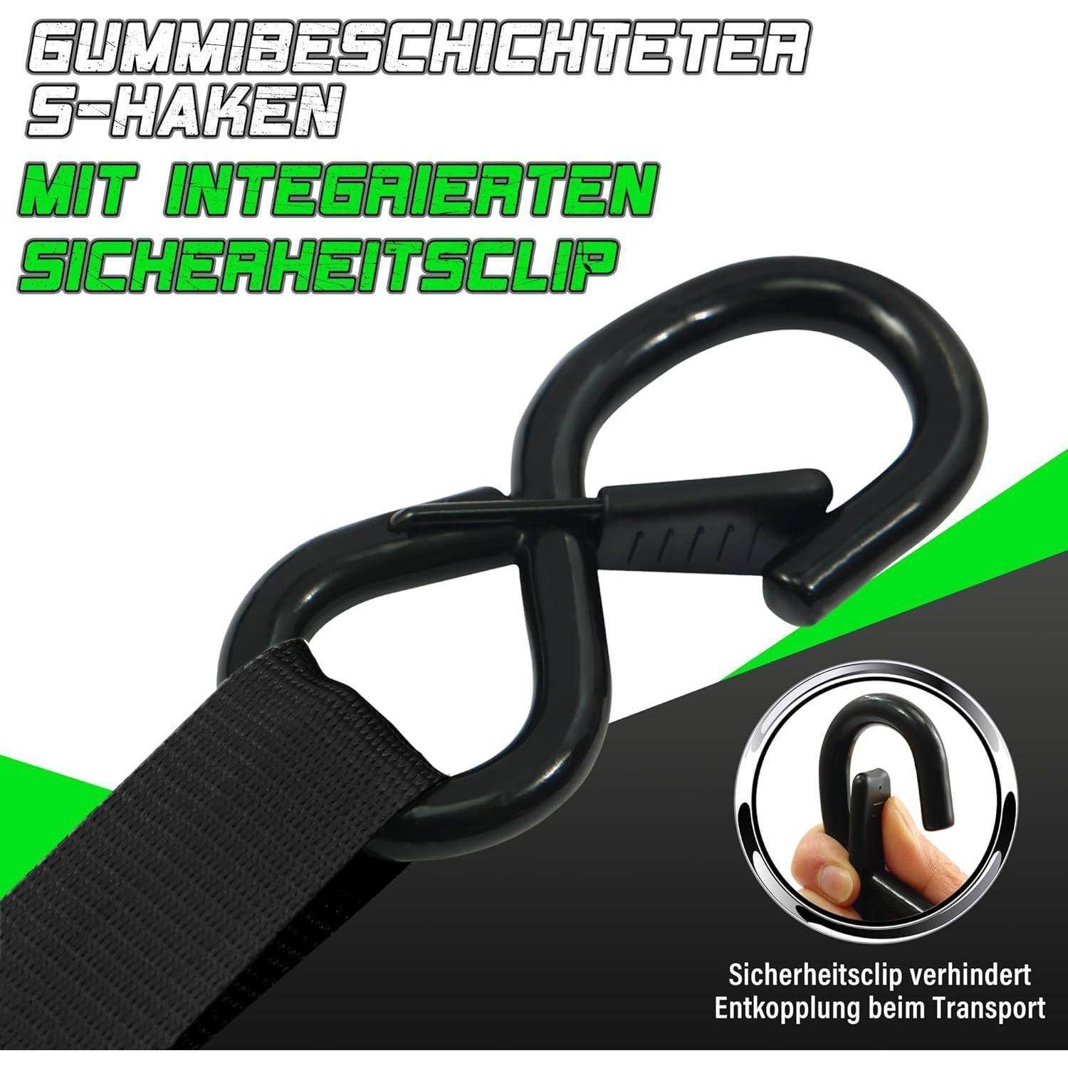 STARLEAPARTS 2 Stück Automatik Spanngurt mit S Haken, Automatischer Spanngurtaufroller 3,6 m x 25mm, 340KG/680KG, Einziehbare Spanngurte mit Ratsche