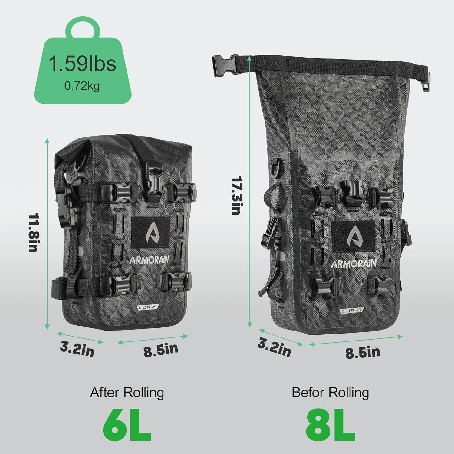 Motorrad Sturzbügel Tasche Wasserdichtes Fassungsvermögen 6L/8L Stoßstangenpaket Schutzblech Tasche Universal Motor Kit Taschen (6L Schwarze Imitat