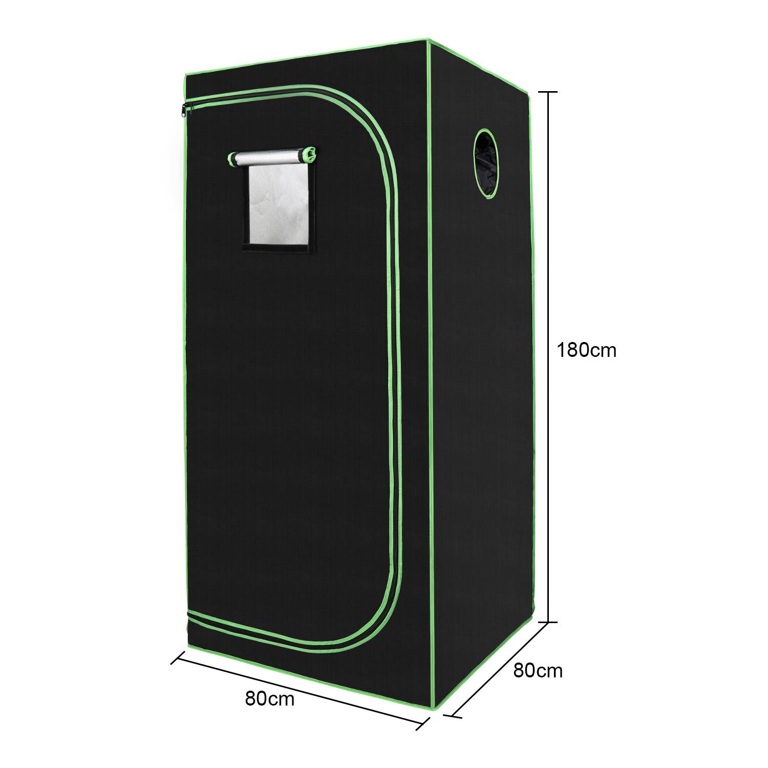 Pflanzenzelt 80 x 80 x 180 cm, Indoor Growzelt mit Stahlrahmen, Bodenwanne, Kabel- und Abluftöffnungen