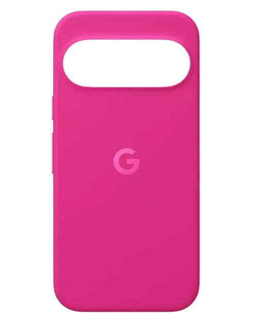 Rosa Smartphone-Hülle mit großem ovalem Kameraausschnitt oben und zentriertem 'G'-Logo