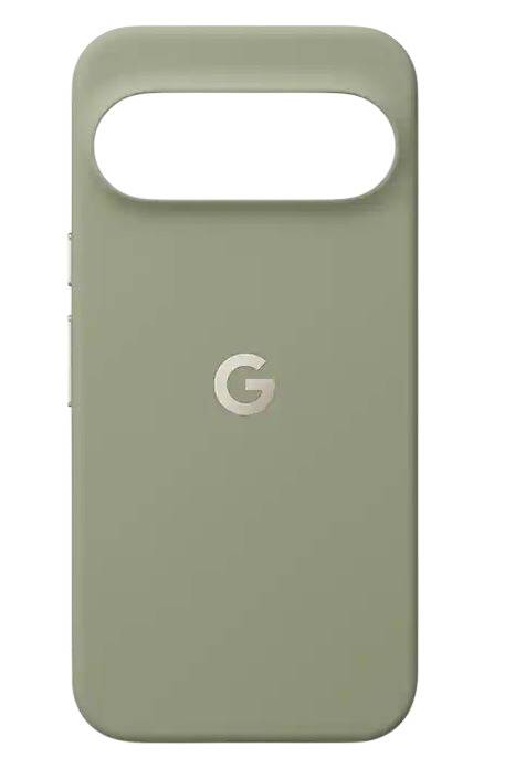 Olivgrüne Smartphone-Hülle mit großem horizontalem Kamera-Ausschnitt und zentriertem „G