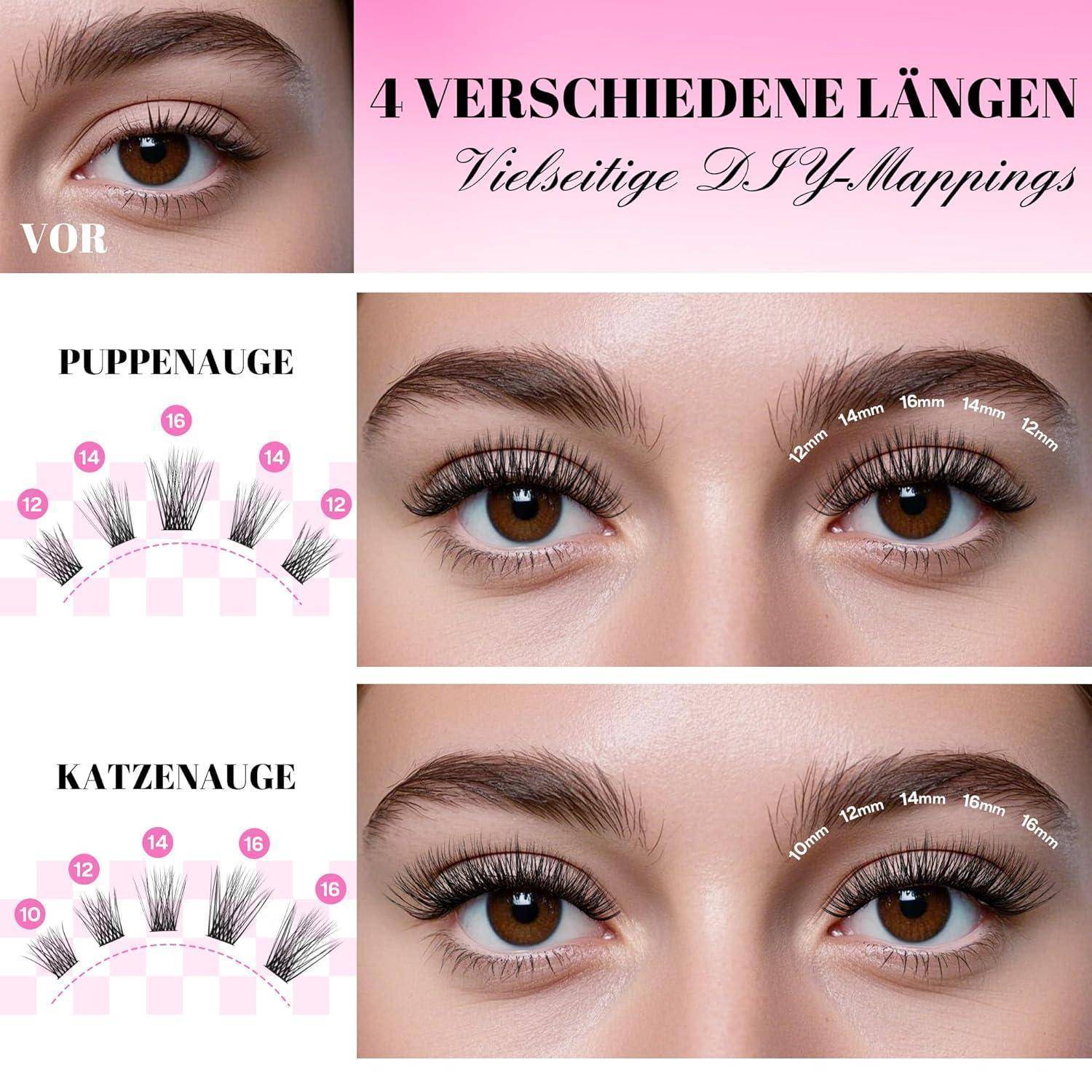 CALAILIS 168 Stück DIY Cluster Wimpern D Curl Individuelle Extensions - Wimpernverlängerung Volume Büschel für Zuhause (03,10-16MIX) 703MIXH120