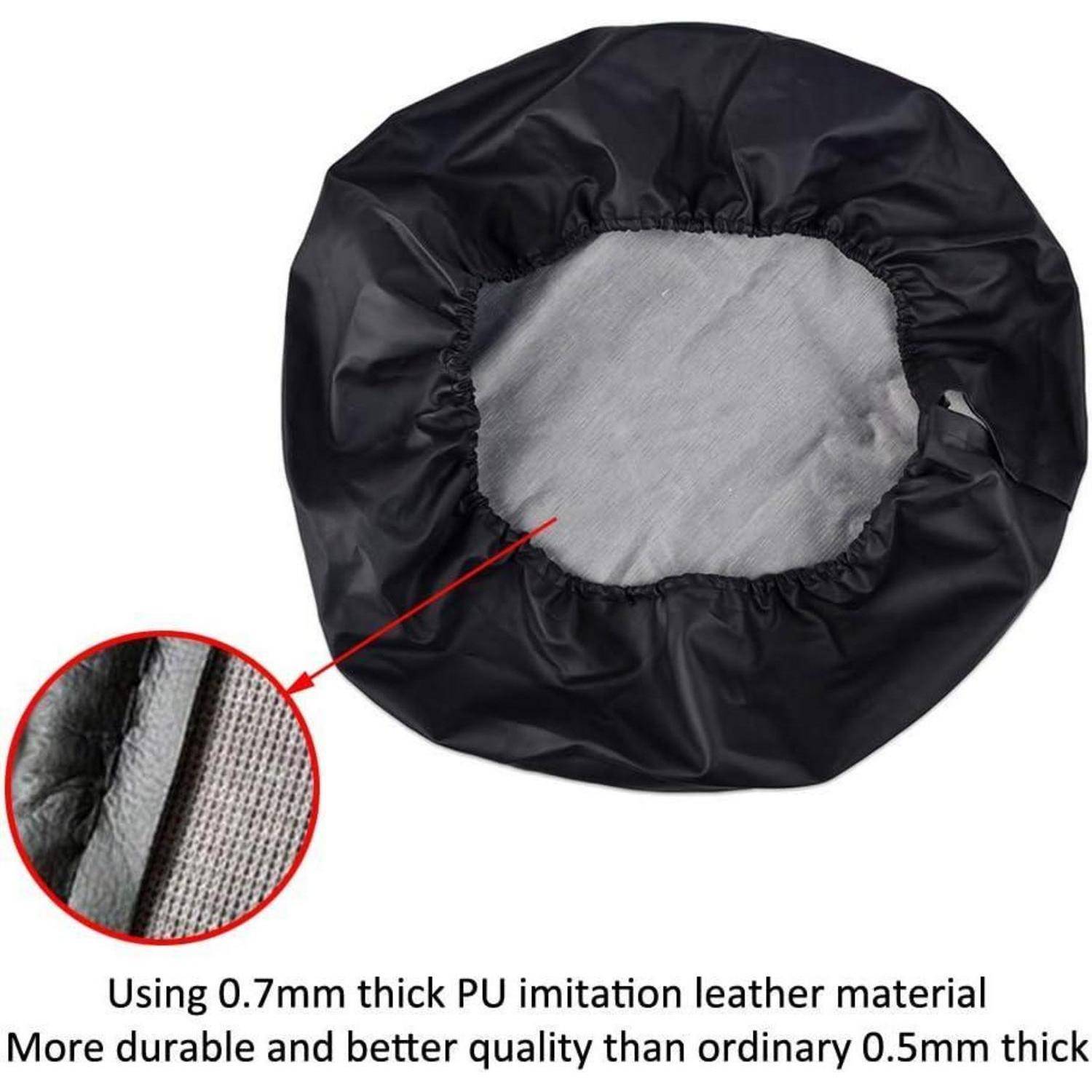 Schwarze elastische runde Abdeckung aus 0,7 mm PU-Kunstleder mit Einsatzdetail, das Materialtextur und Haltbarkeitseigenschaften zeigt.