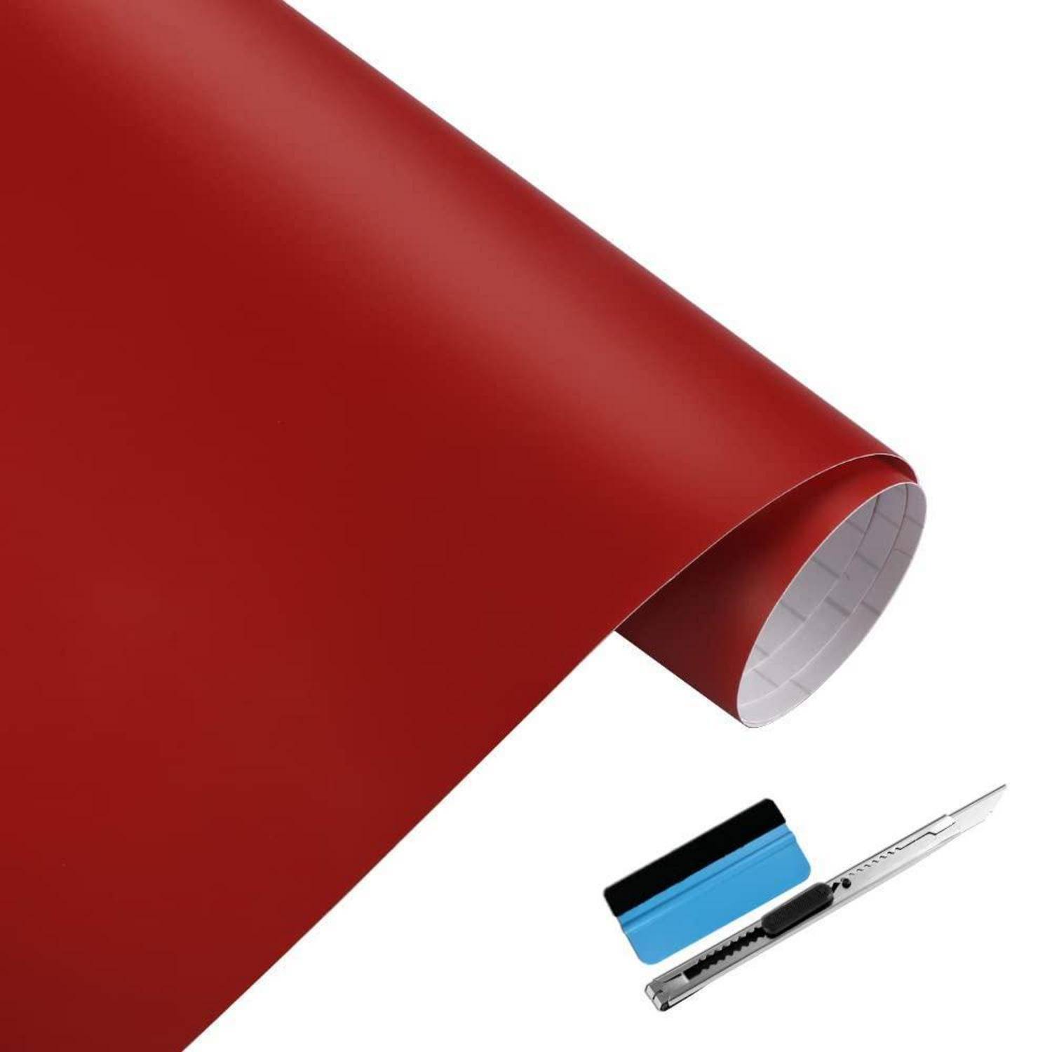 Vinylfolie, selbstklebend, Luftabgabe, für den Außenbereich geeignet, inklusive Montagewerkzeug (30 x 150 cm) Rot 30cm x 150cm
