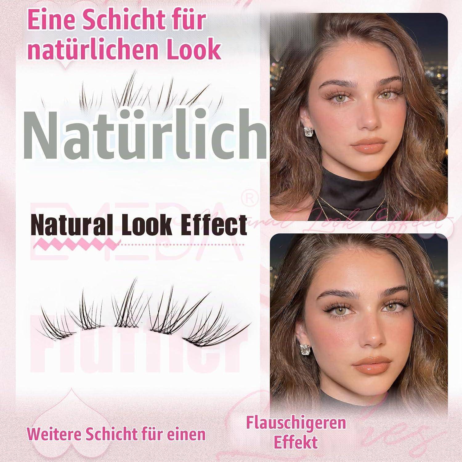 EMEDA Braune cluster Wimpern Natürliche DIY Einzel wimpern Extensions Lash Clusters Brown Cluster eyelashes with Soft Thin Band C-Curl