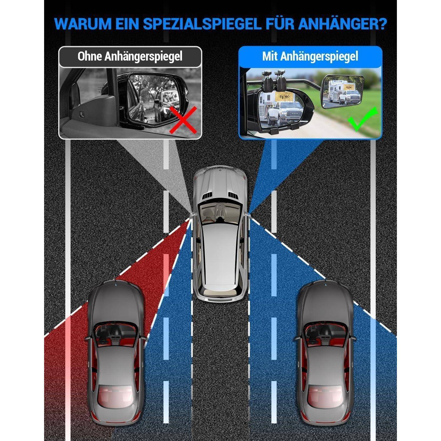 SUPAREE Wohnwagen Spiegel Auto Spiegel für Wohnwagen universal Zusatzspiegel Wohnmobil Außen Konvexspiegel wohnwagen 360° Drehung einstellbar für