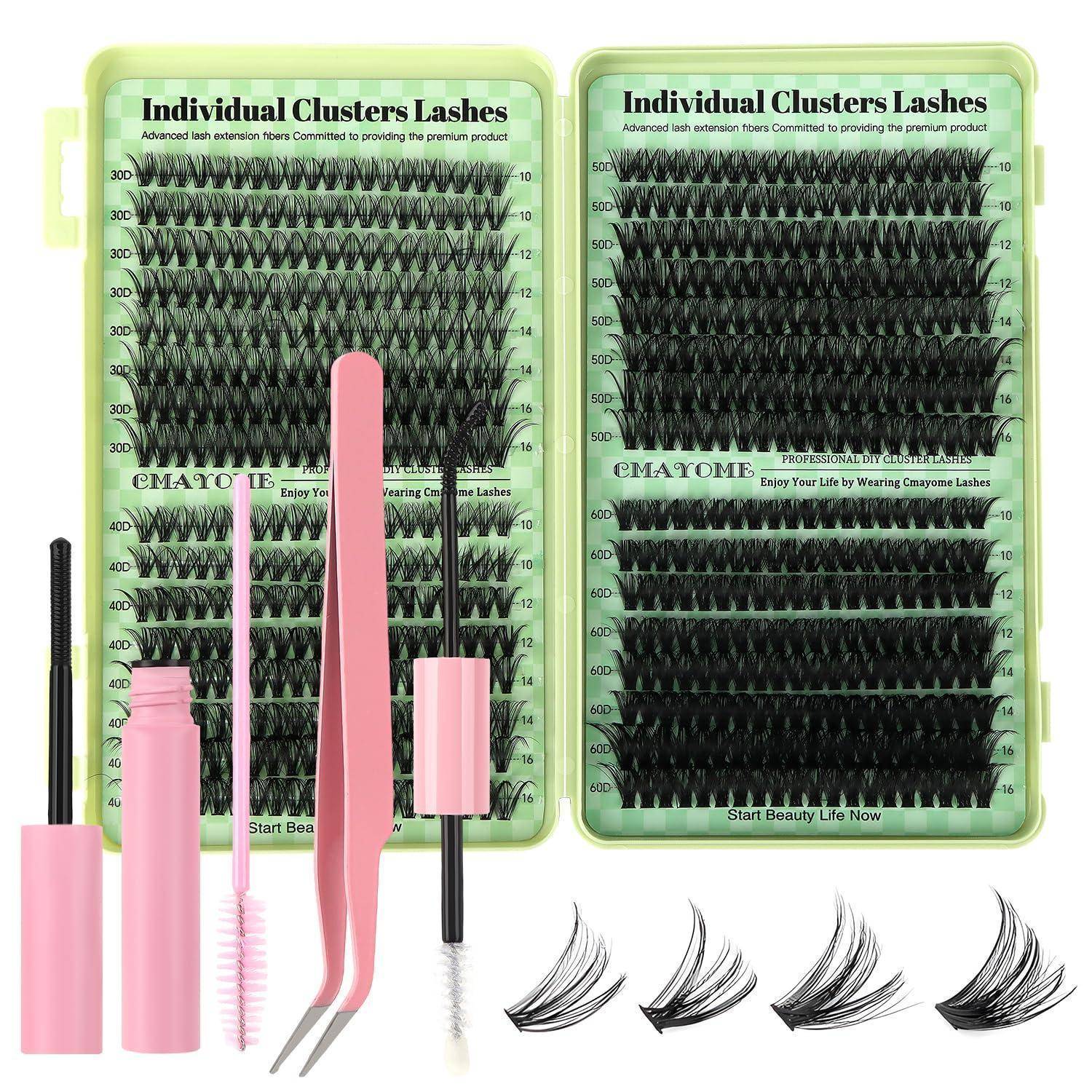 Wimpernverlängerungsset mit zwei Tablett für „Einzelne Cluster-Wimpern