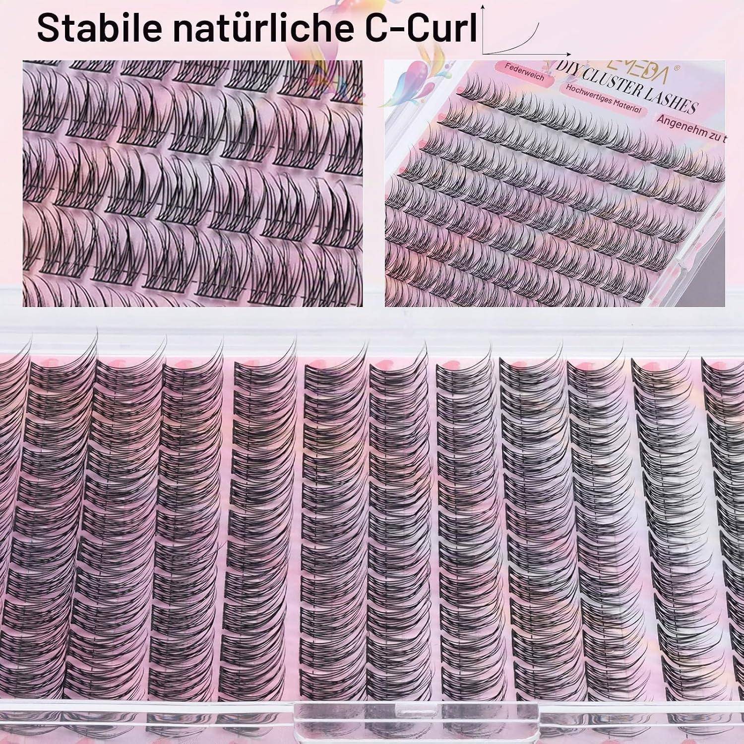 Anzeige von rosa künstlichen Wimpern mit der Bezeichnung „Stabile natürliche C-Curl